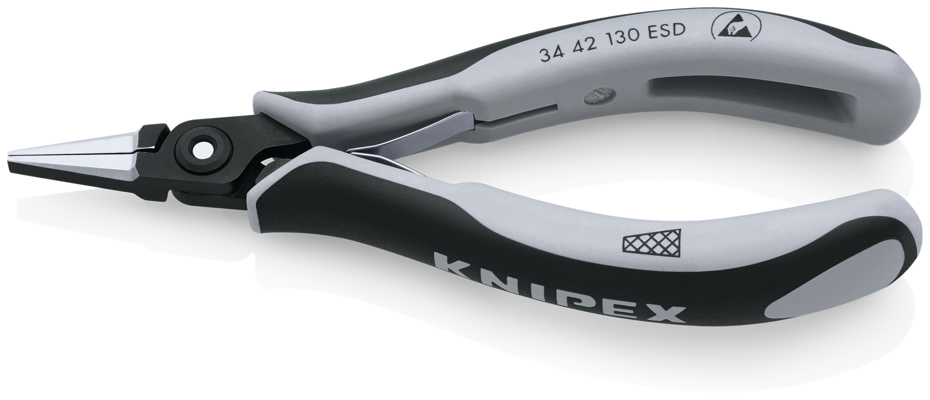 KNIPEX 34 42 130 ESD Precision Electronics Gripping Pliers ESD 130 mm burnished with multi-component handles polished