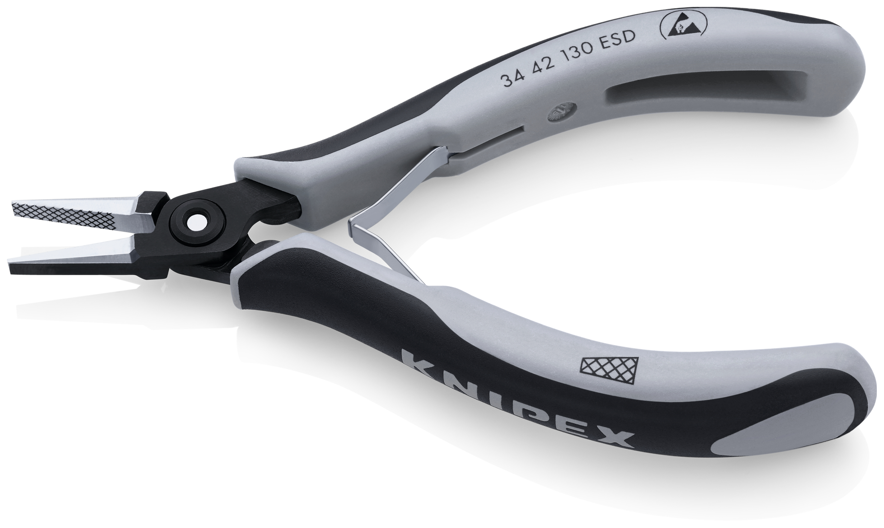 KNIPEX 34 42 130 ESD Precision Electronics Gripping Pliers ESD 130 mm burnished with multi-component handles polished thumbnail 2