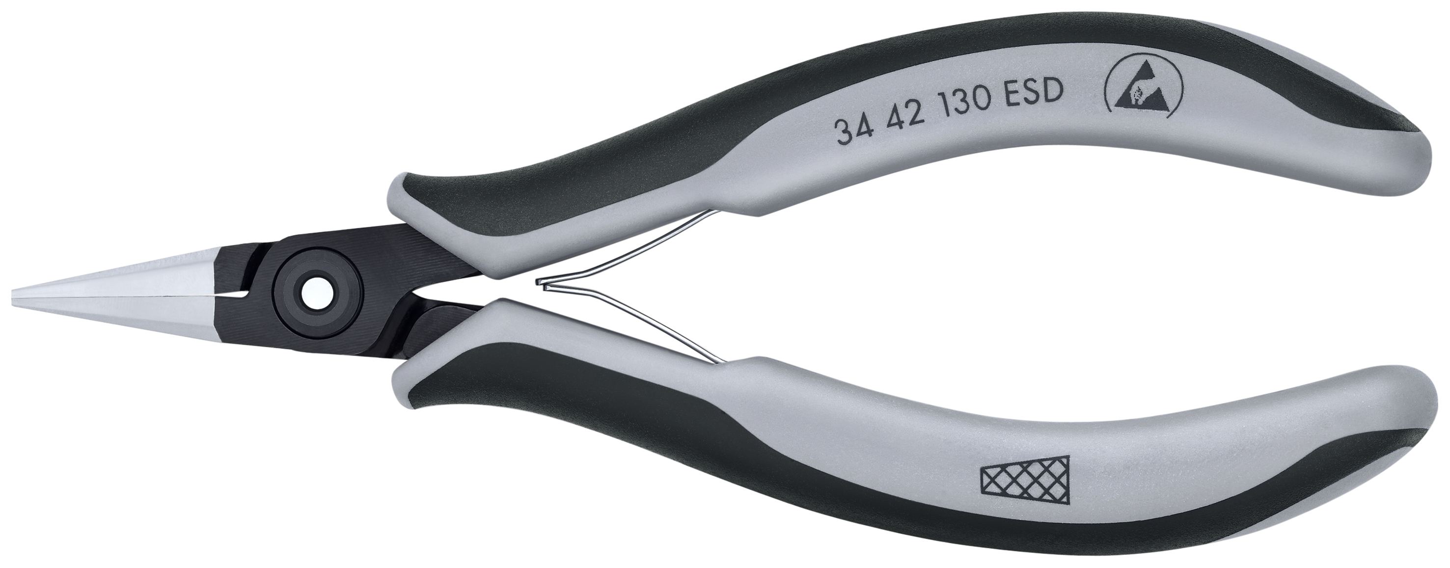 KNIPEX 34 42 130 ESD Precision Electronics Gripping Pliers ESD 130 mm burnished with multi-component handles polished thumbnail 8