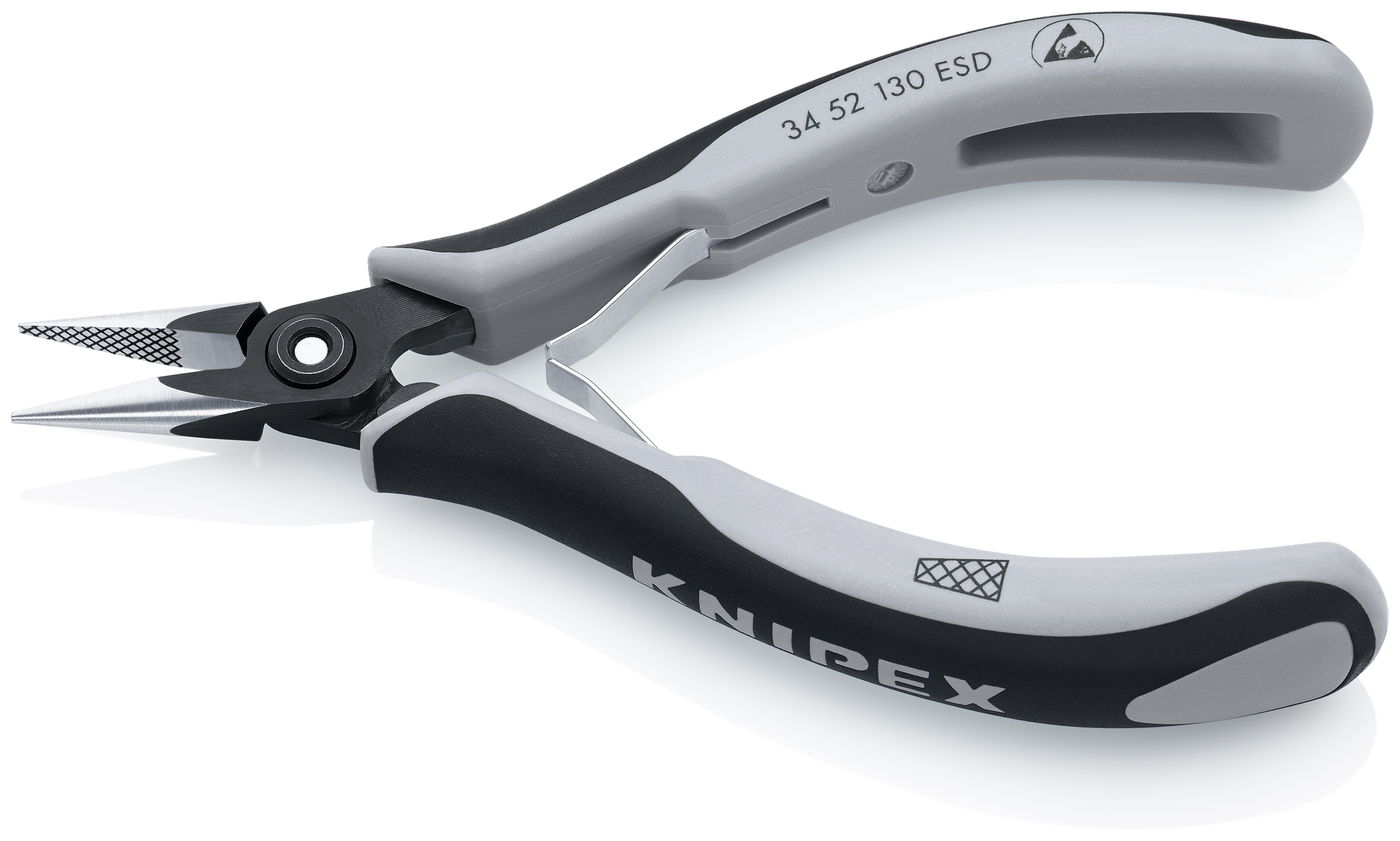 KNIPEX 34 52 130 ESD Precision Electronics Gripping Pliers ESD 130 mm burnished with multi-component handles polished thumbnail 2