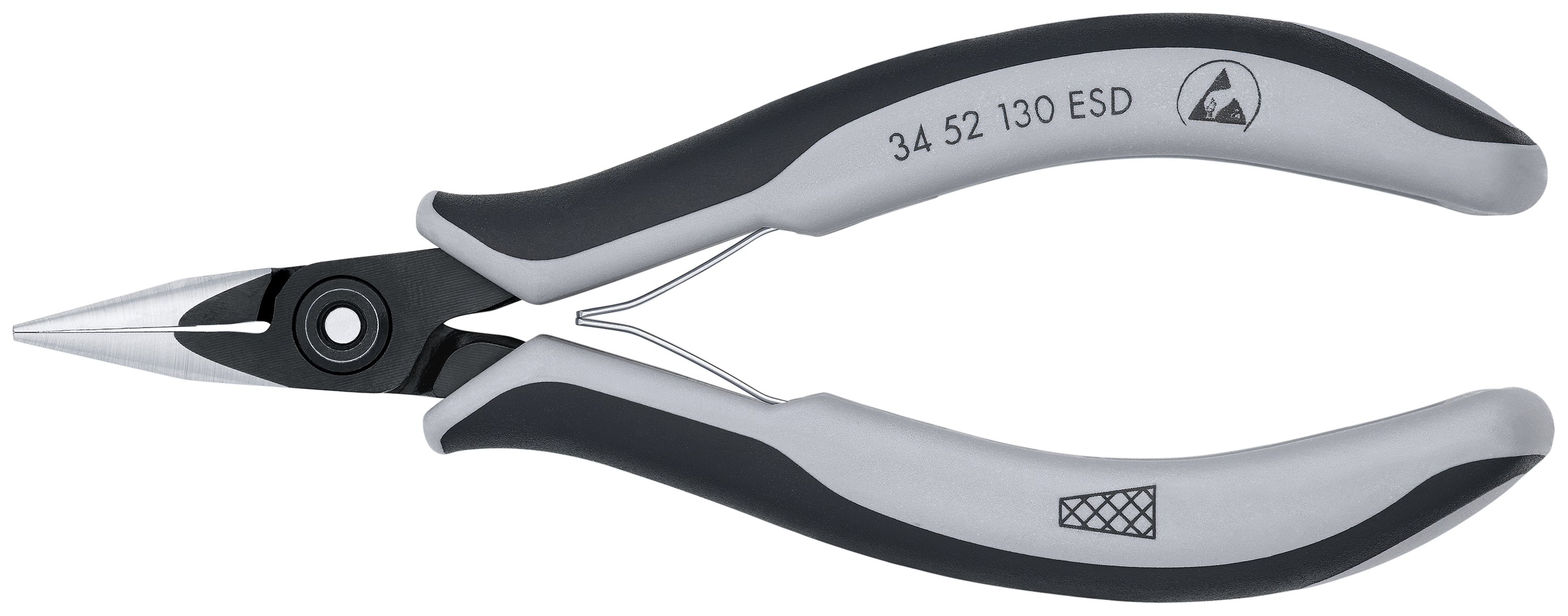 KNIPEX 34 52 130 ESD Precision Electronics Gripping Pliers ESD 130 mm burnished with multi-component handles polished thumbnail 6