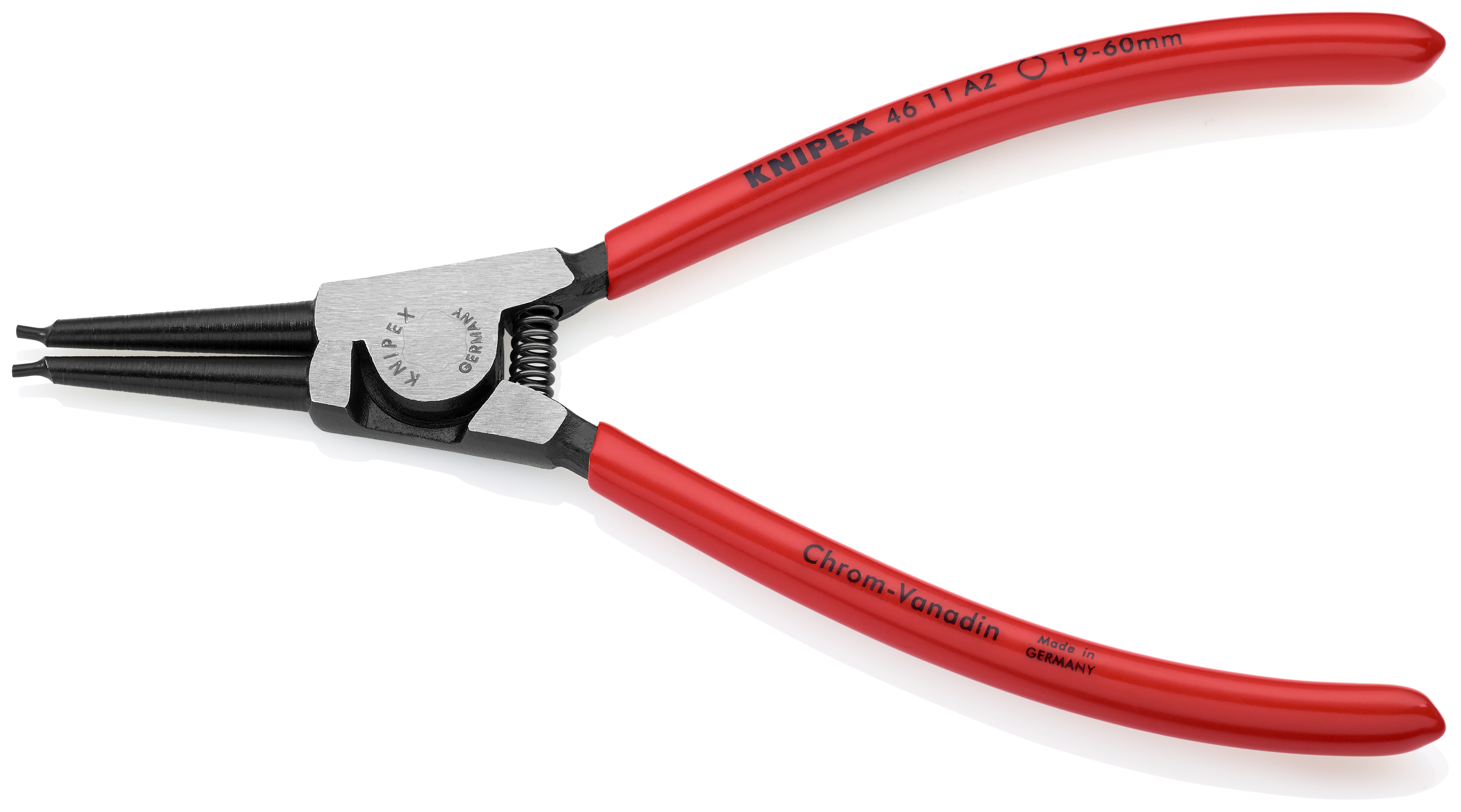 KNIPEX 46 11 A2 SB Circlip Pliers for external circlips on shafts 180 mm black atramentized with plastic coating polished