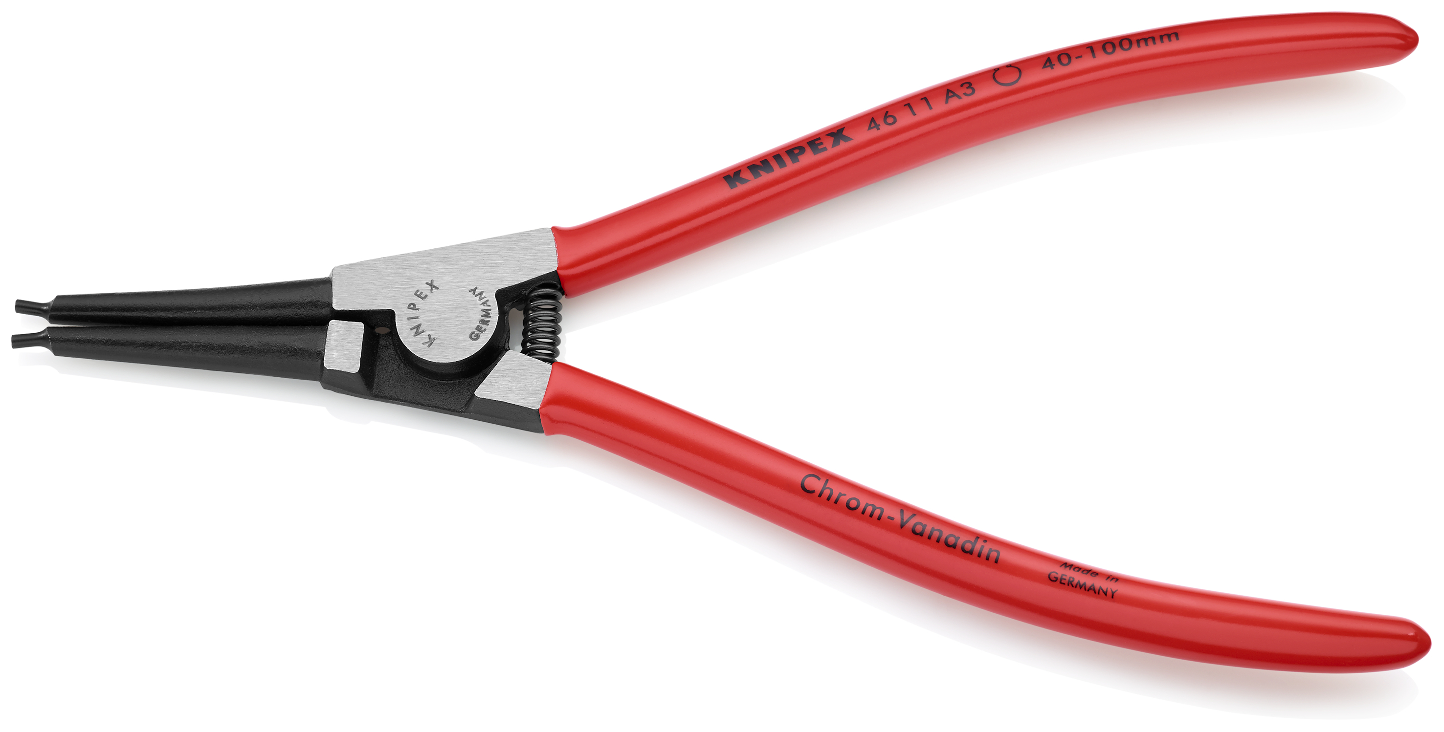 KNIPEX 46 11 A3 SB Circlip Pliers for external circlips on shafts 210 mm black atramentized with plastic coating polished