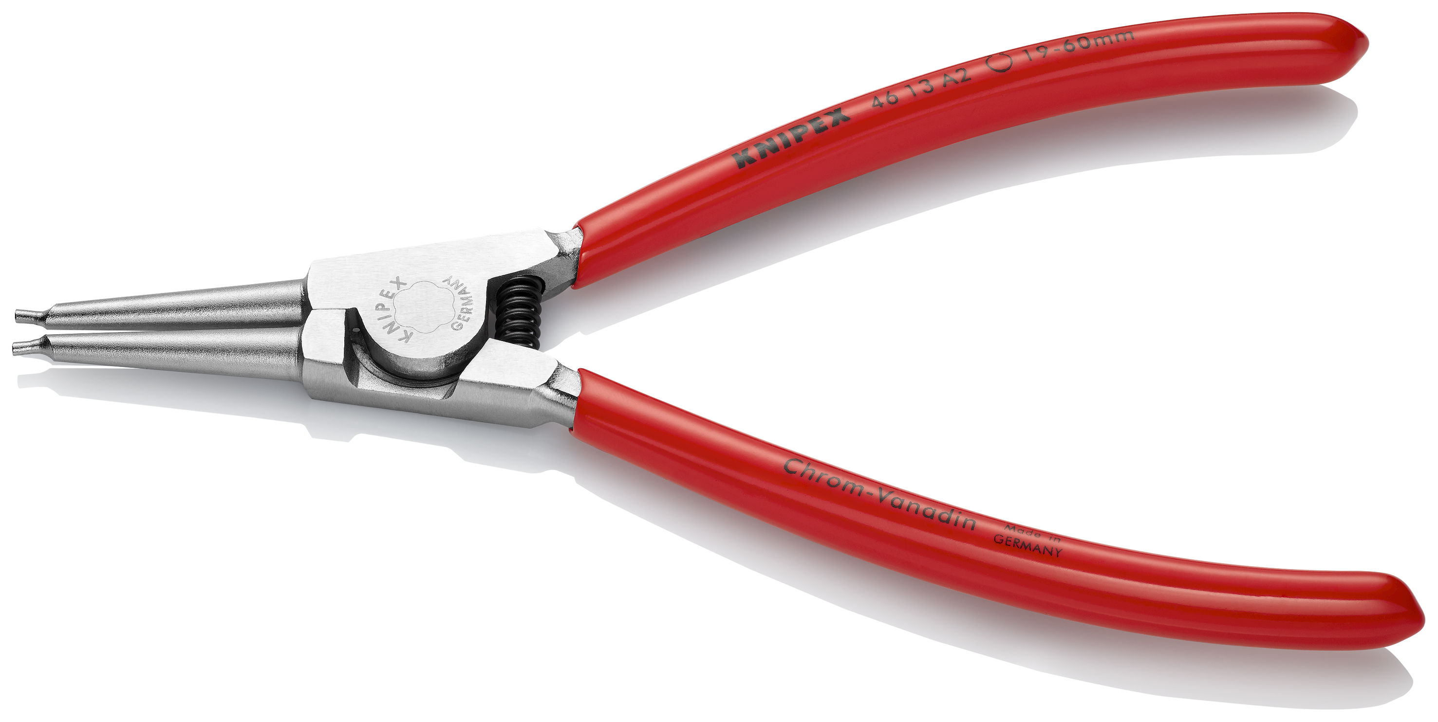 KNIPEX 46 13 A2 Circlip Pliers for external circlips on shafts 180 mm chrome-plated with plastic coating chrome-plated
