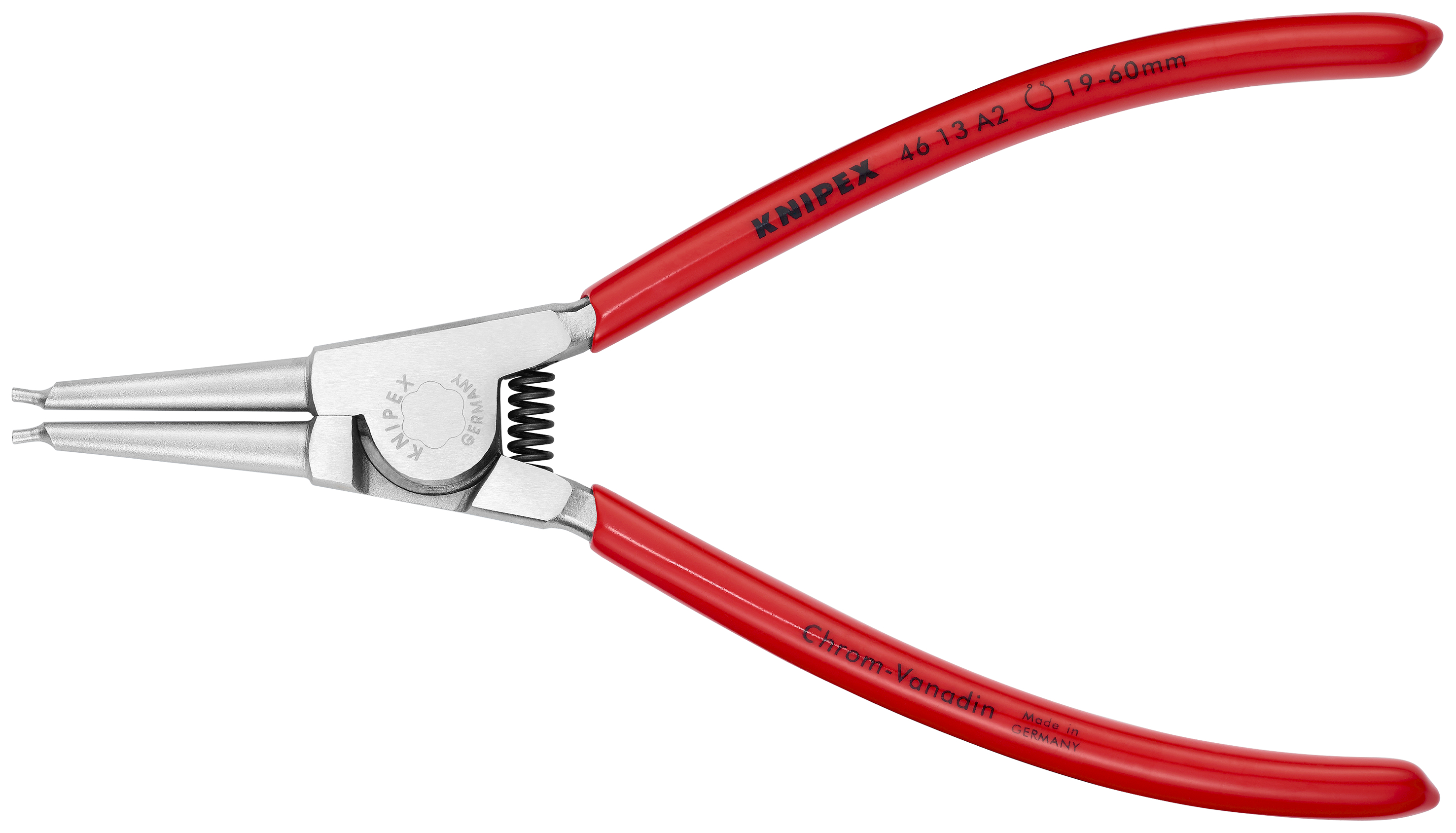 KNIPEX 46 13 A2 Circlip Pliers for external circlips on shafts 180 mm chrome-plated with plastic coating chrome-plated thumbnail 3