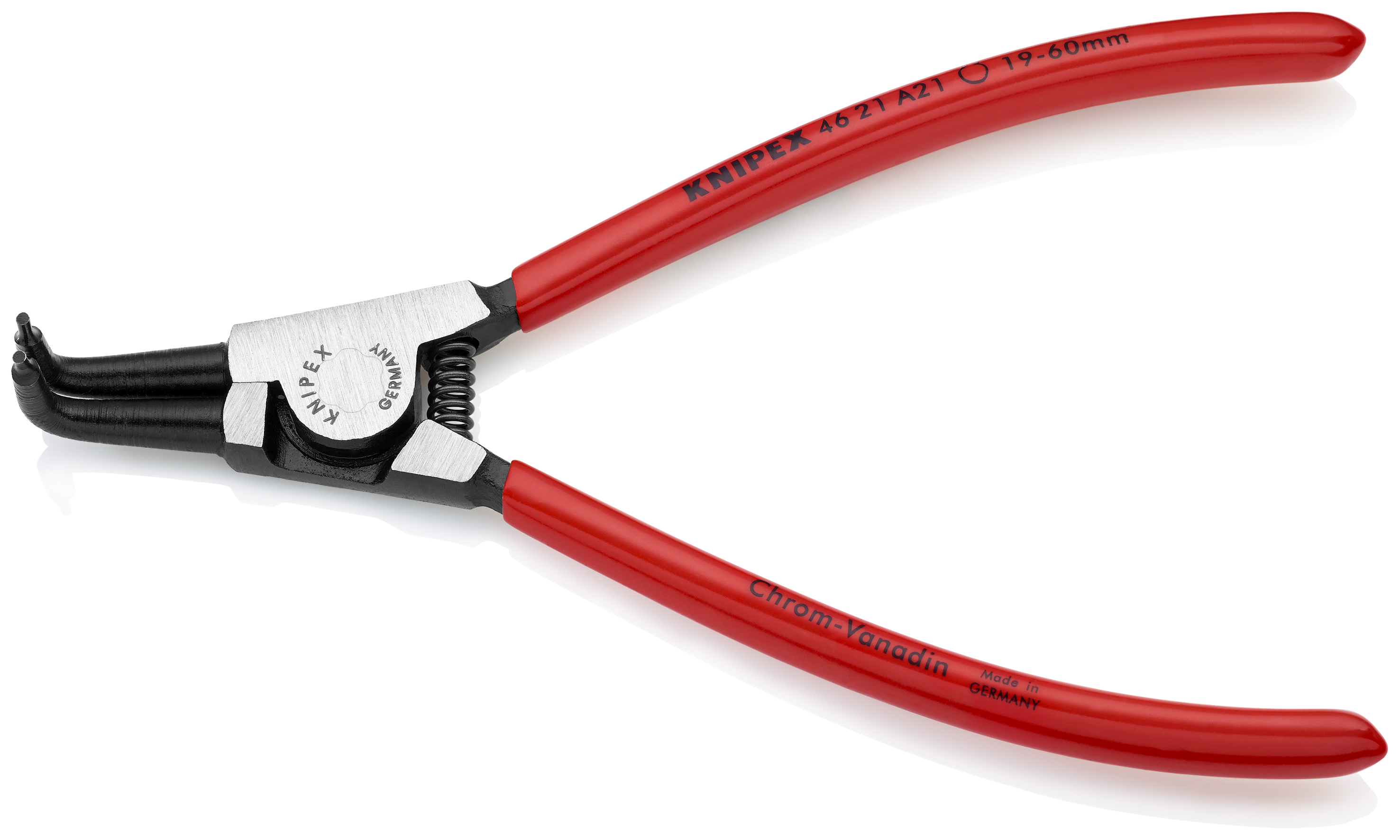 KNIPEX 46 21 A21 Circlip Pliers for external circlips on shafts 170 mm black atramentized with plastic coating polished