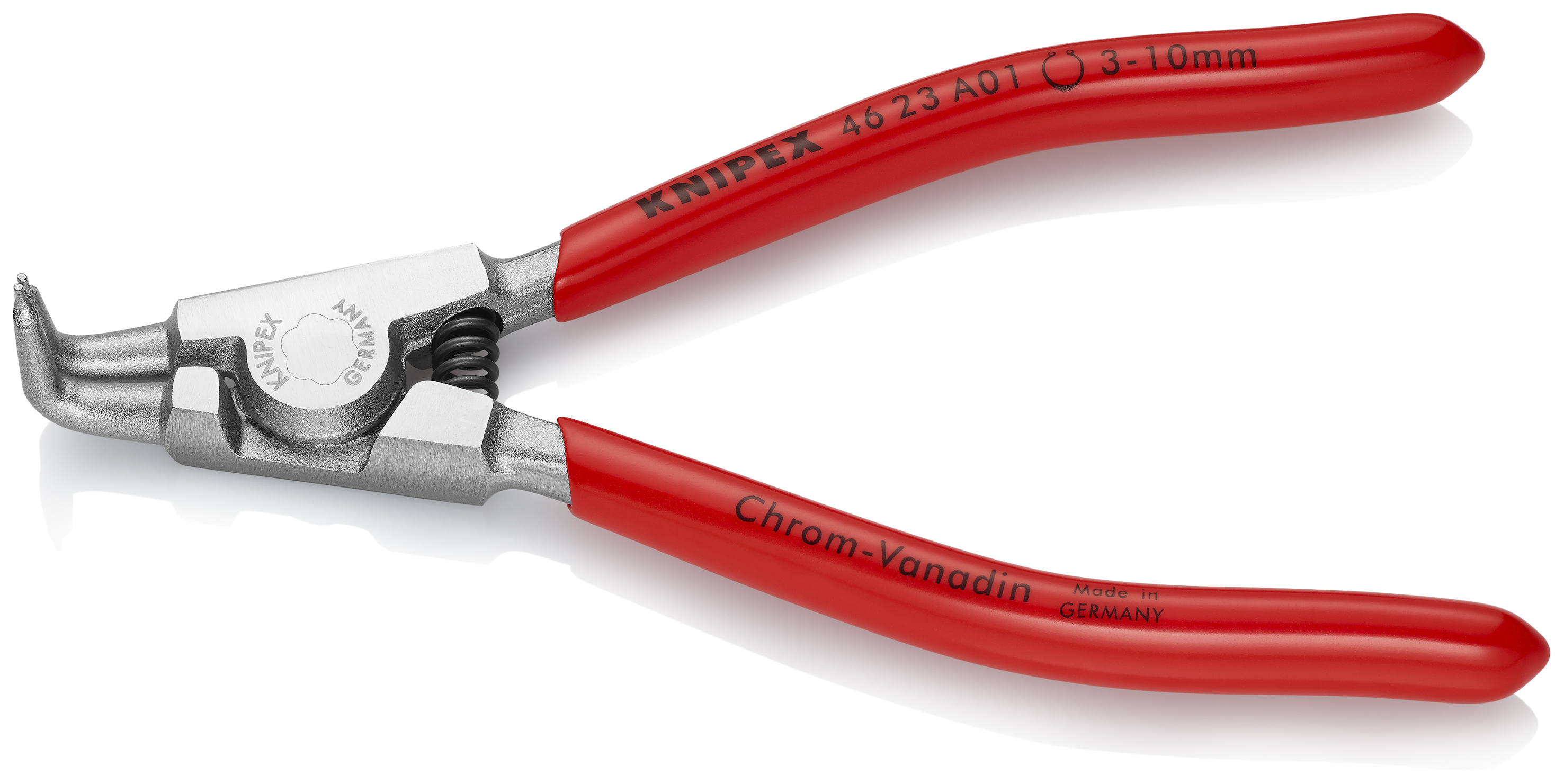 KNIPEX 46 23 A01 Circlip Pliers for external circlips on shafts 125 mm chrome-plated with plastic coating chrome-plated