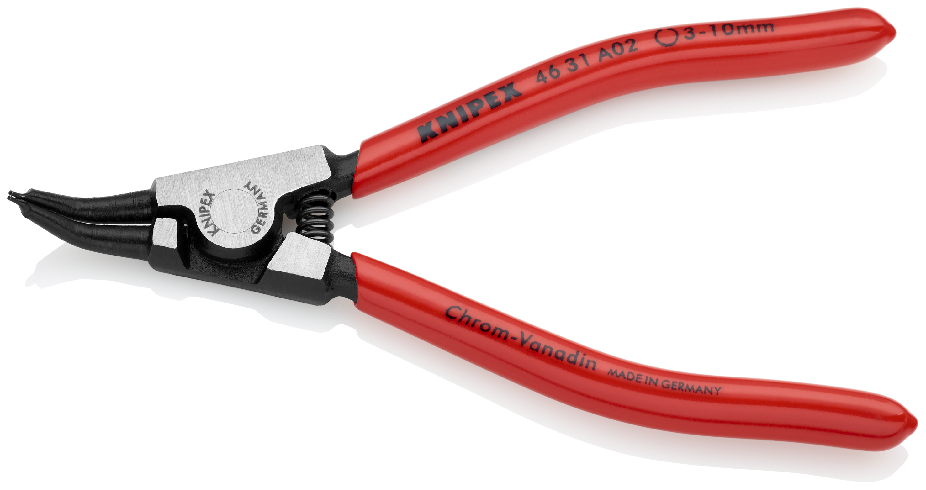 KNIPEX 46 31 A02 Circlip Pliers for external circlips on shafts 45° angled 130 mm black atramentized with plastic coating polished