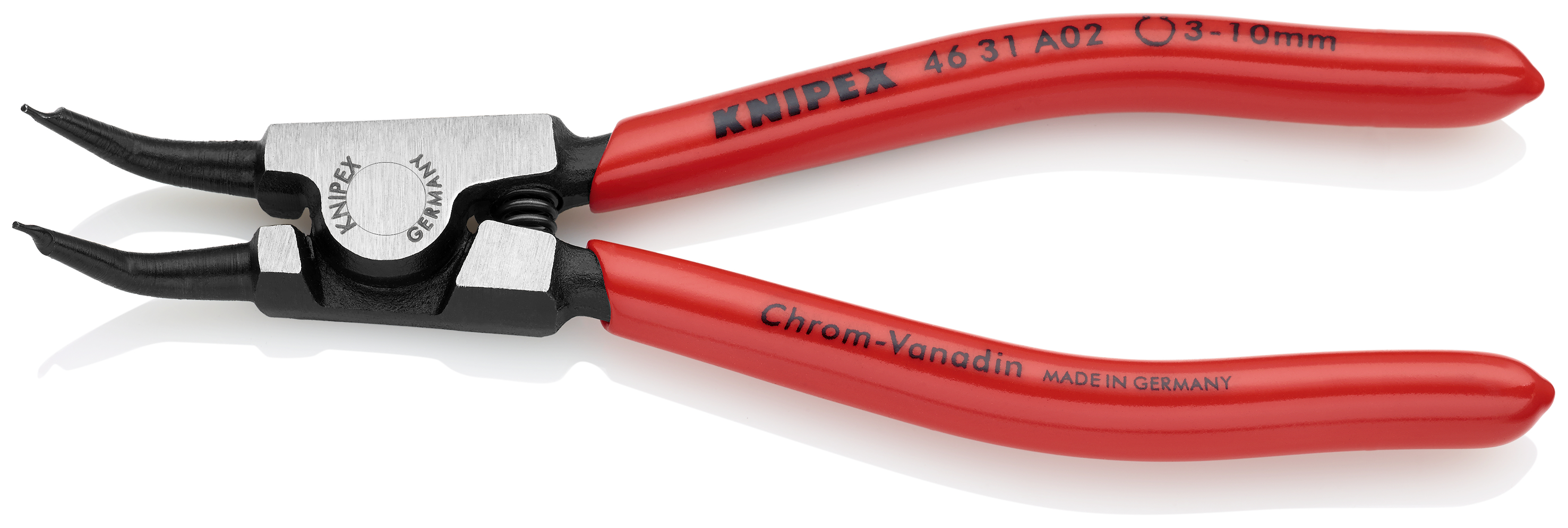 KNIPEX 46 31 A02 Circlip Pliers for external circlips on shafts 45° angled 130 mm black atramentized with plastic coating polished thumbnail 2
