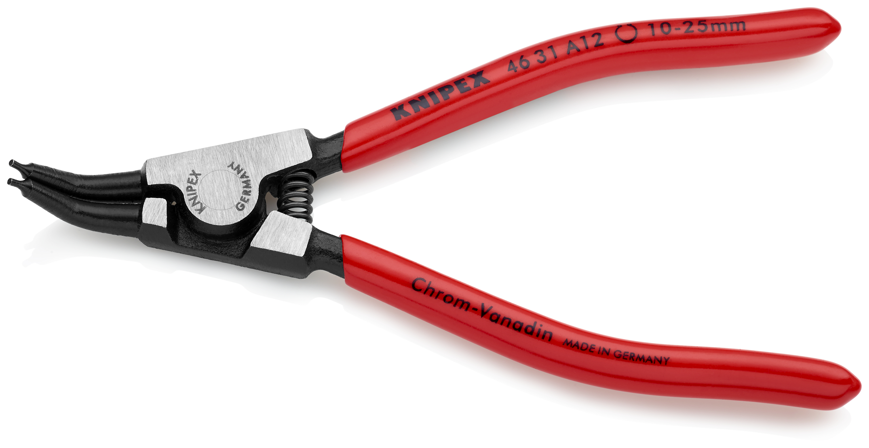 KNIPEX 46 31 A12 Circlip Pliers for external circlips on shafts 45° angled 130 mm black atramentized with plastic coating polished