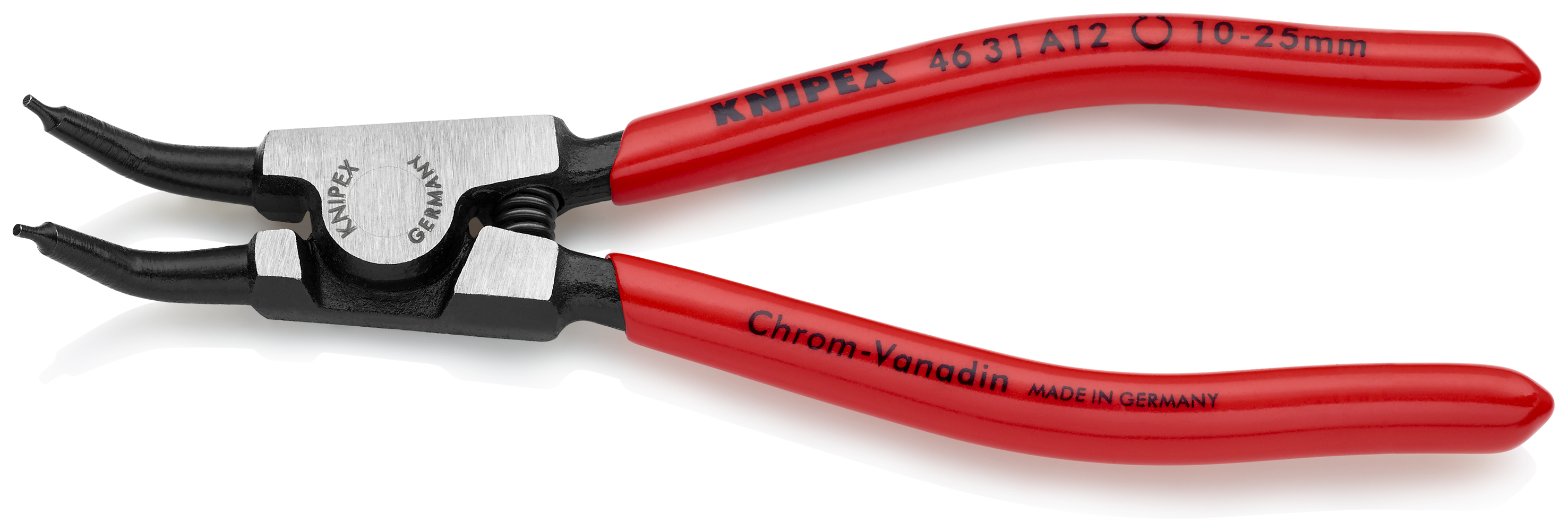 KNIPEX 46 31 A12 Circlip Pliers for external circlips on shafts 45° angled 130 mm black atramentized with plastic coating polished thumbnail 2