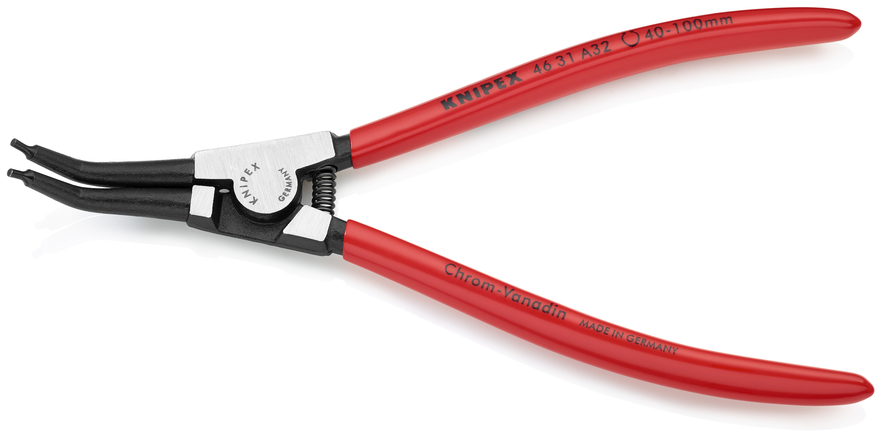 KNIPEX 46 31 A32 Circlip Pliers for external circlips on shafts 45° angled 210 mm black atramentized with plastic coating polished