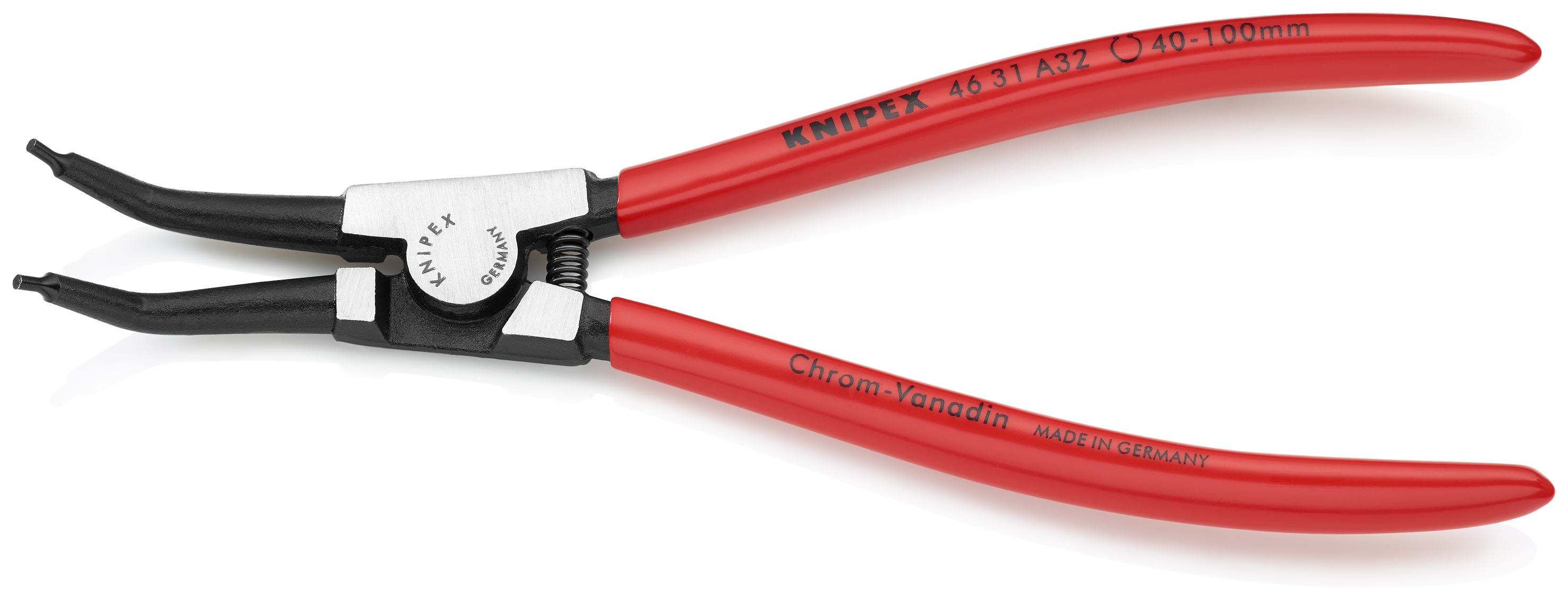KNIPEX 46 31 A32 Circlip Pliers for external circlips on shafts 45° angled 210 mm black atramentized with plastic coating polished thumbnail 2