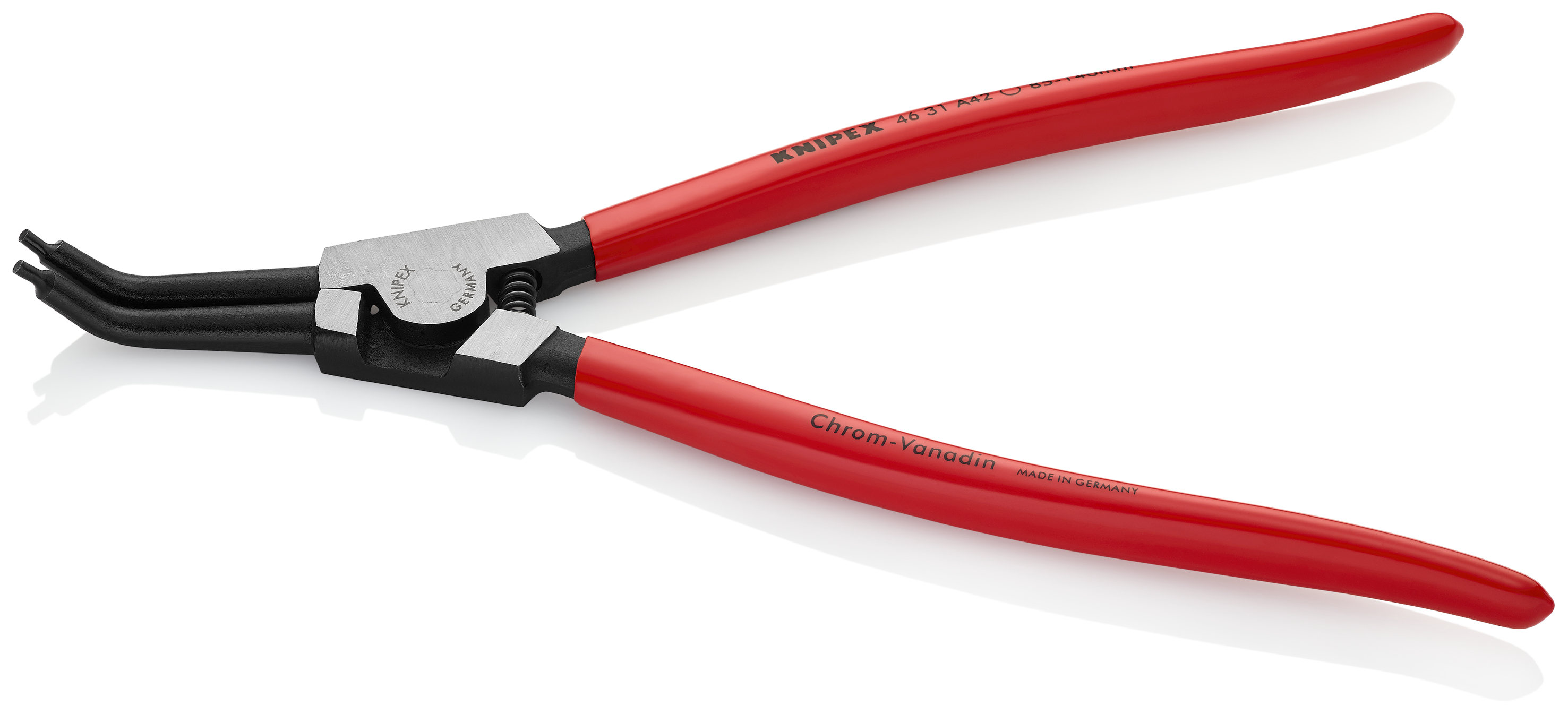 KNIPEX 46 31 A42 Circlip Pliers for external circlips on shafts 45° angled 310 mm black atramentized with plastic coating polished
