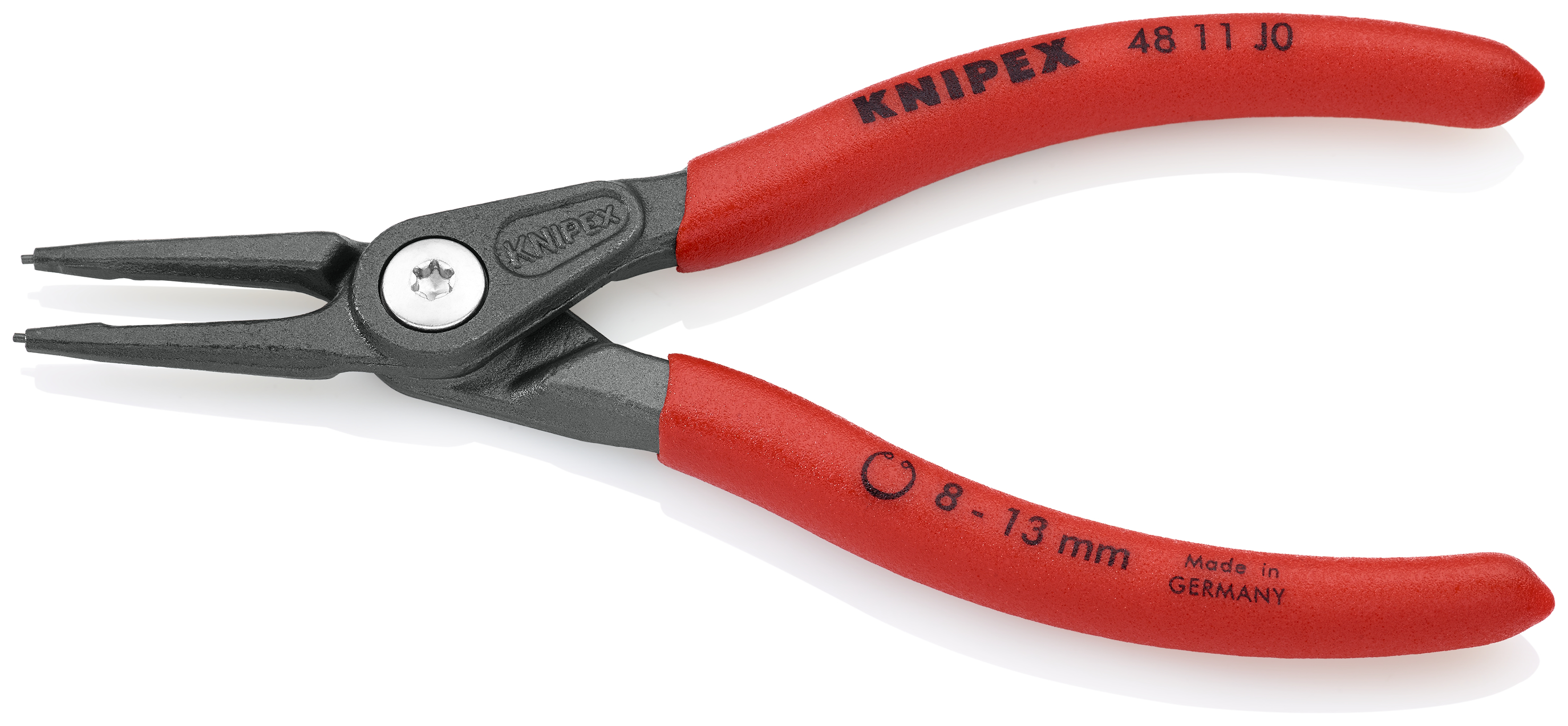 KNIPEX 48 11 J0 SB Precision Circlip Pliers for internal circlips in bore holes 140 mm grey atramentized with non-slip plastic coating thumbnail 2