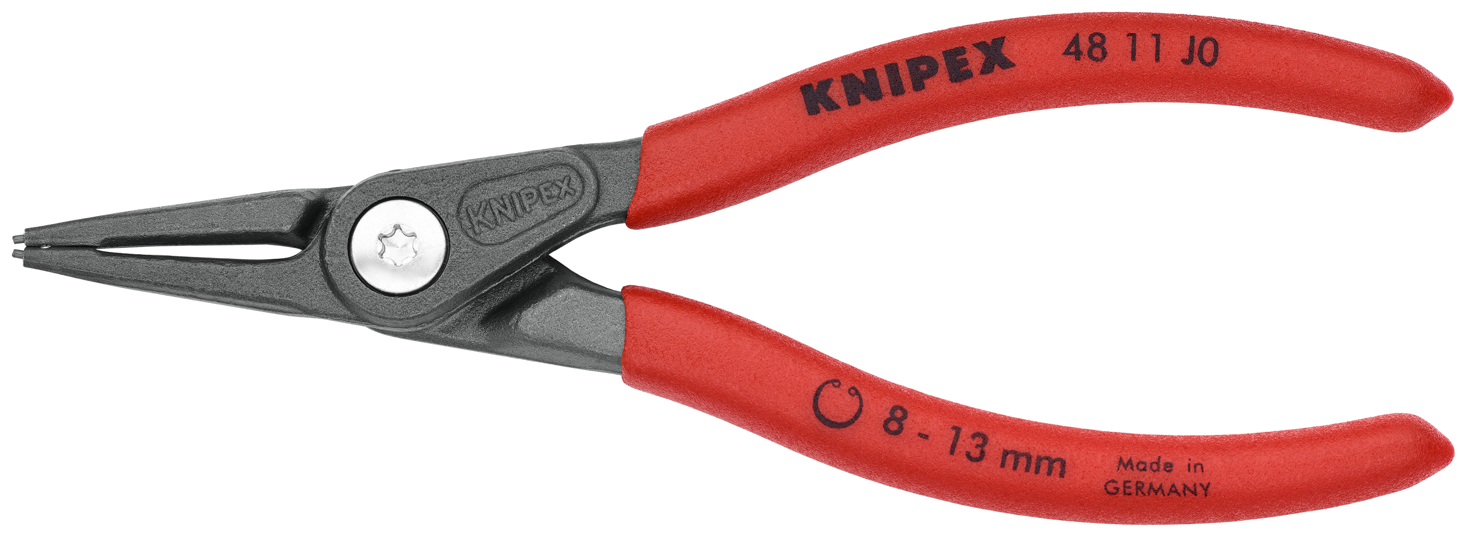 KNIPEX 48 11 J0 SB Precision Circlip Pliers for internal circlips in bore holes 140 mm grey atramentized with non-slip plastic coating thumbnail 3