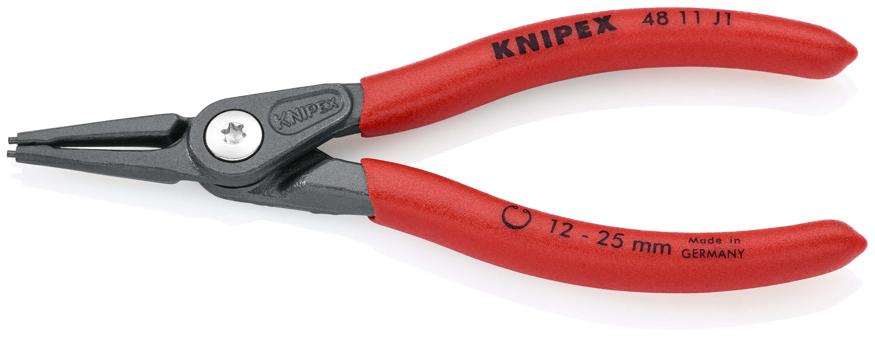 KNIPEX 48 11 J1 SB Precision Circlip Pliers for internal circlips in bore holes 140 mm grey atramentized with non-slip plastic coating