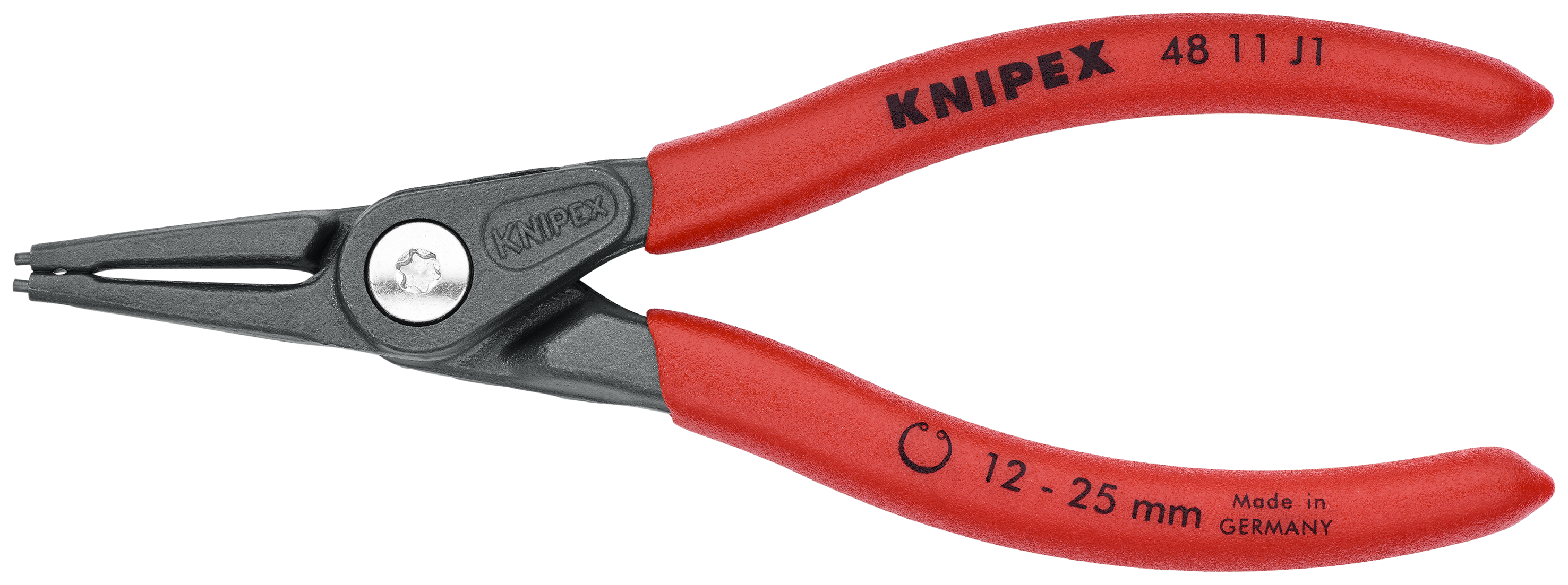KNIPEX 48 11 J1 SB Precision Circlip Pliers for internal circlips in bore holes 140 mm grey atramentized with non-slip plastic coating thumbnail 3