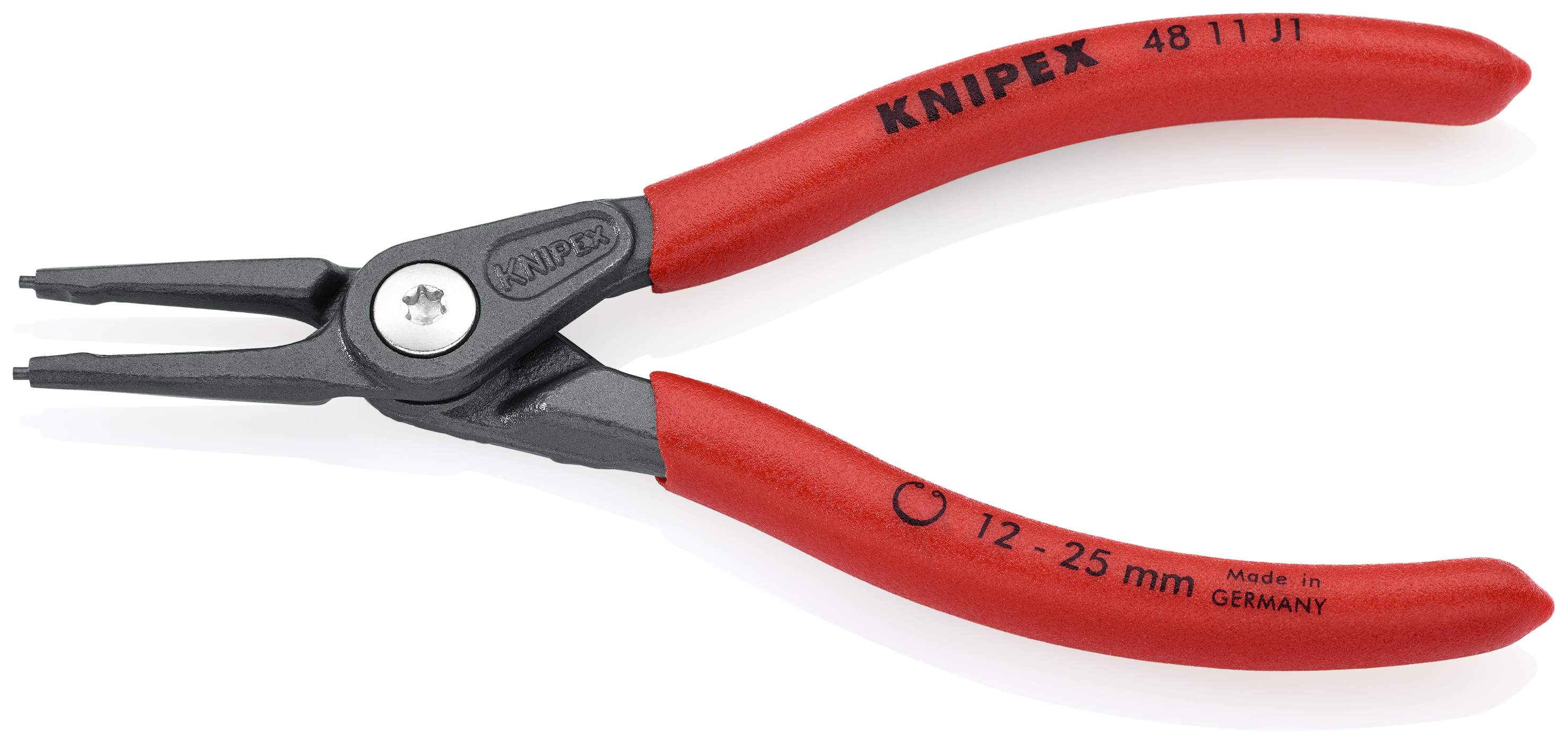 KNIPEX 48 11 J1 Precision Circlip Pliers for internal circlips in bore holes 140 mm grey atramentized with non-slip plastic coating thumbnail 2