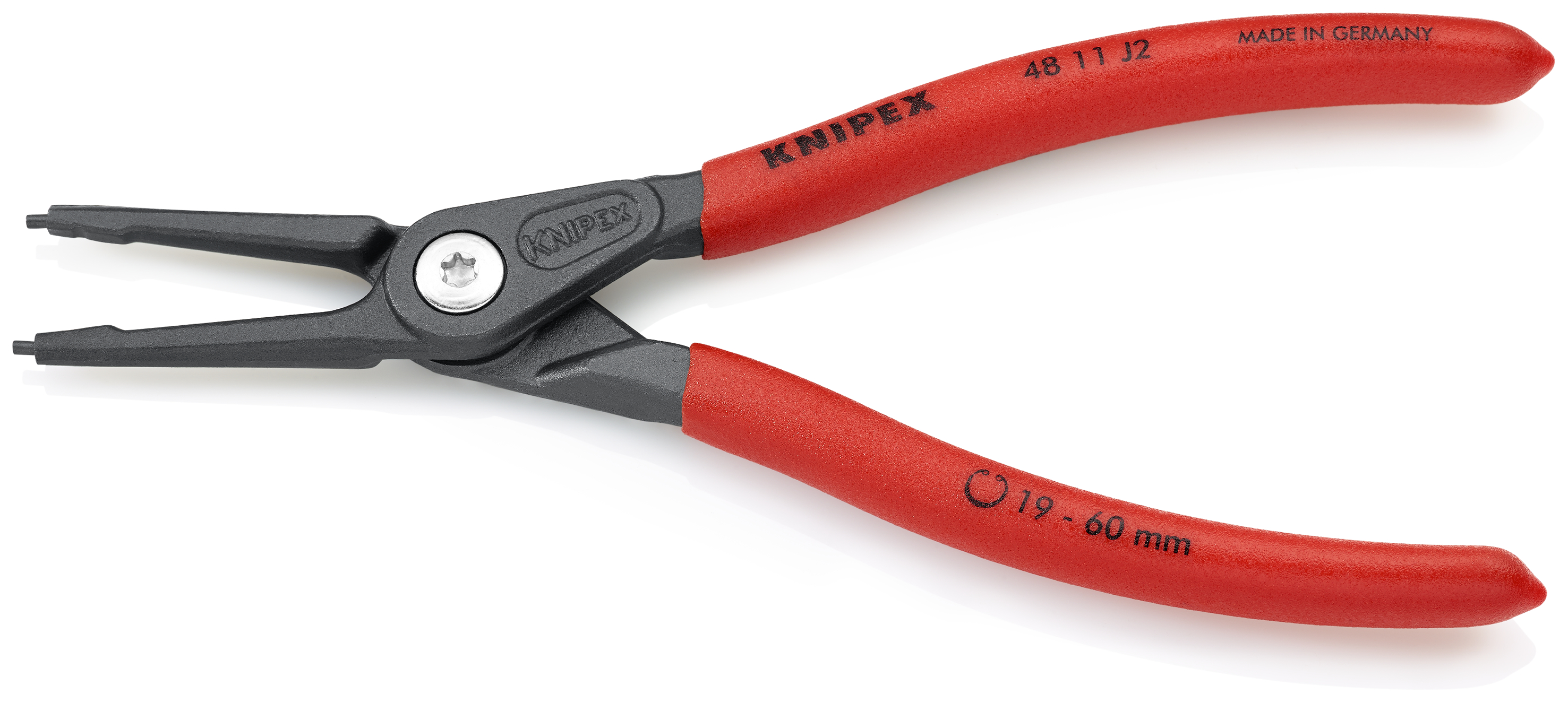 KNIPEX 48 11 J2 SB Precision Circlip Pliers for internal circlips in bore holes 180 mm grey atramentized with non-slip plastic coating thumbnail 2