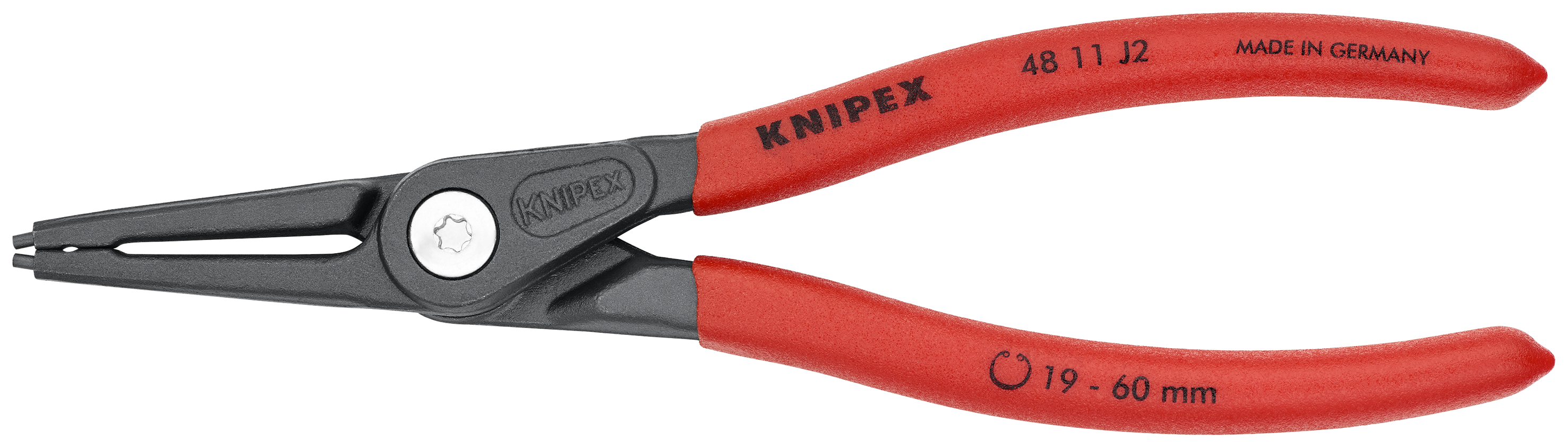 KNIPEX 48 11 J2 SB Precision Circlip Pliers for internal circlips in bore holes 180 mm grey atramentized with non-slip plastic coating thumbnail 3