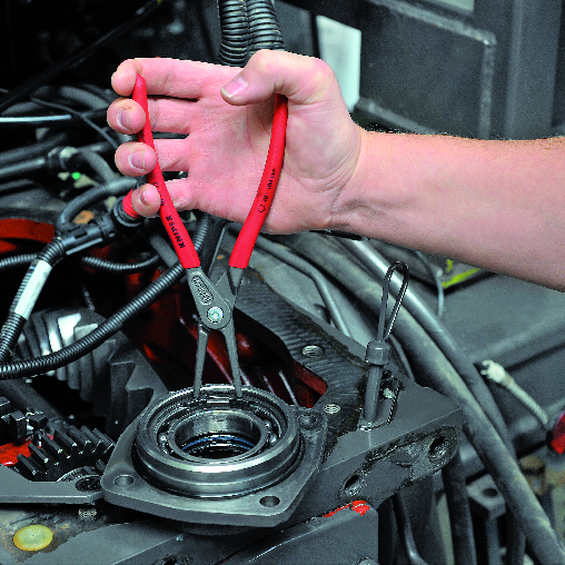 KNIPEX 48 11 J3 SB Precision Circlip Pliers for internal circlips in bore holes 225 mm grey atramentized with non-slip plastic coating thumbnail 3