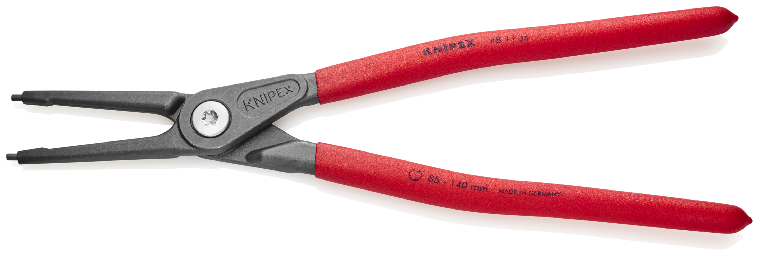 KNIPEX 48 11 J4 SB Precision Circlip Pliers for internal circlips in bore holes 320 mm grey atramentized with non-slip plastic coating thumbnail 2