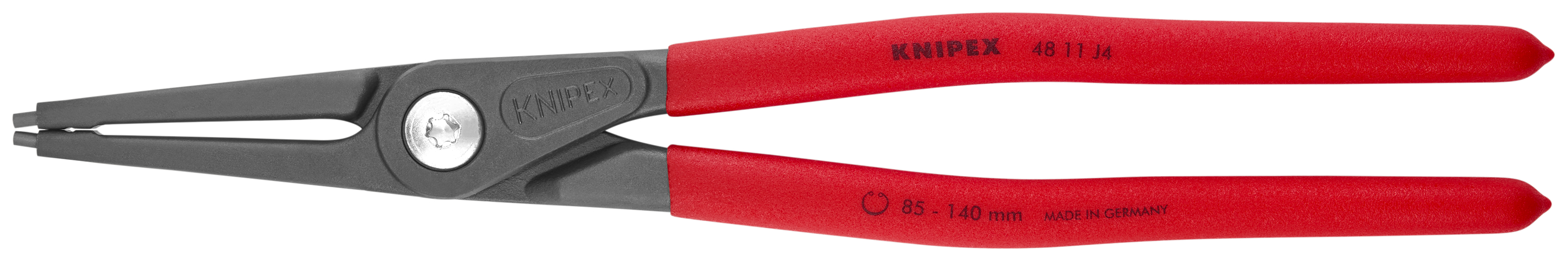 KNIPEX 48 11 J4 SB Precision Circlip Pliers for internal circlips in bore holes 320 mm grey atramentized with non-slip plastic coating thumbnail 3