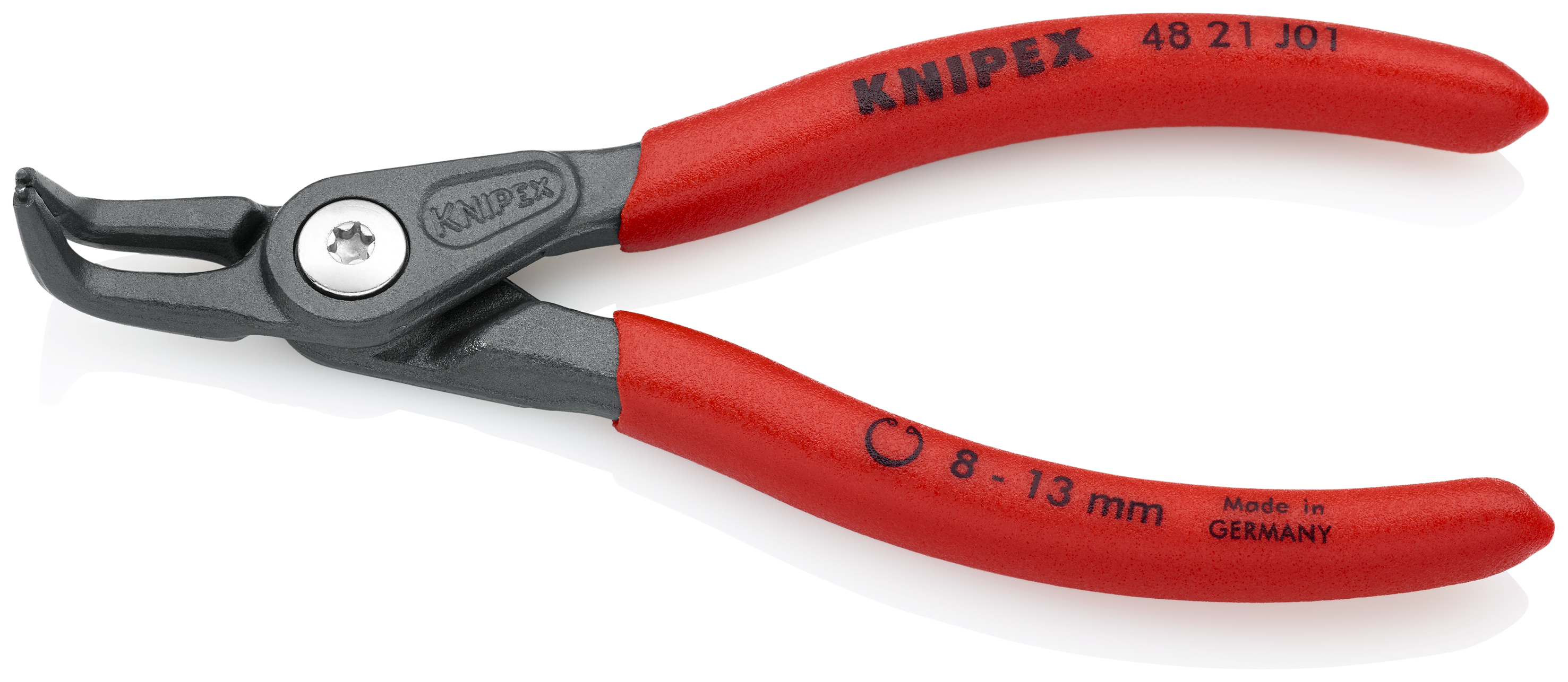 KNIPEX 48 21 J01 SB Precision Circlip Pliers for internal circlips in bore holes 130 mm grey atramentized with non-slip plastic coating
