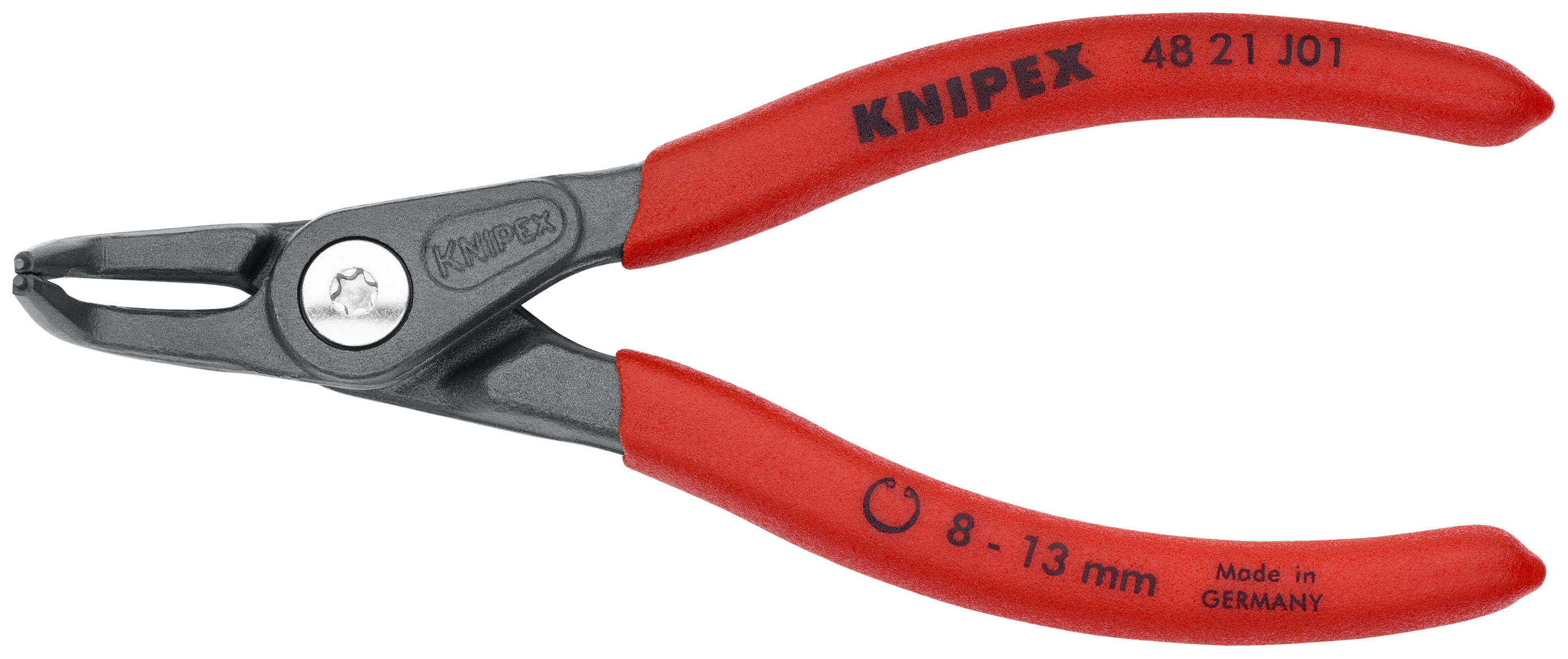 KNIPEX 48 21 J01 Precision Circlip Pliers for internal circlips in bore holes 130 mm grey atramentized with non-slip plastic coating thumbnail 3