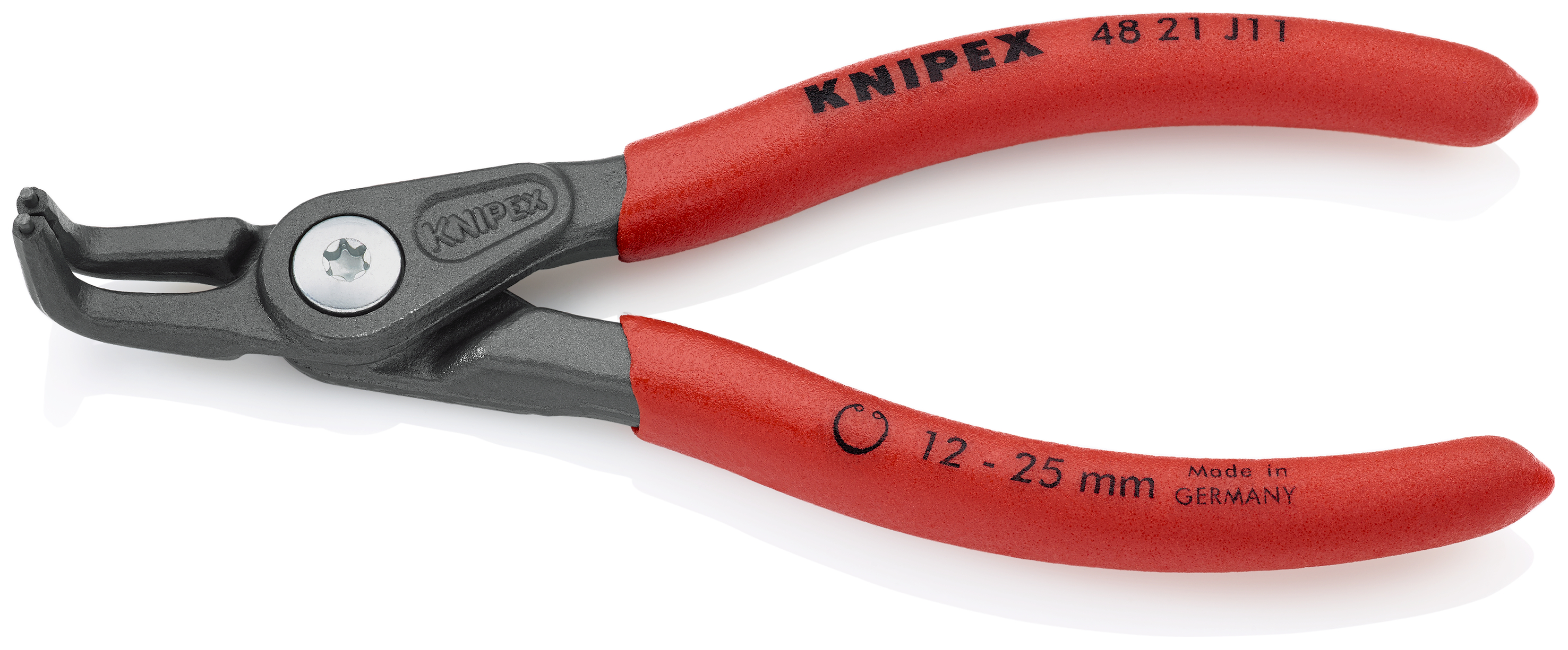 KNIPEX 48 21 J11 Precision Circlip Pliers for internal circlips in bore holes 130 mm grey atramentized with non-slip plastic coating