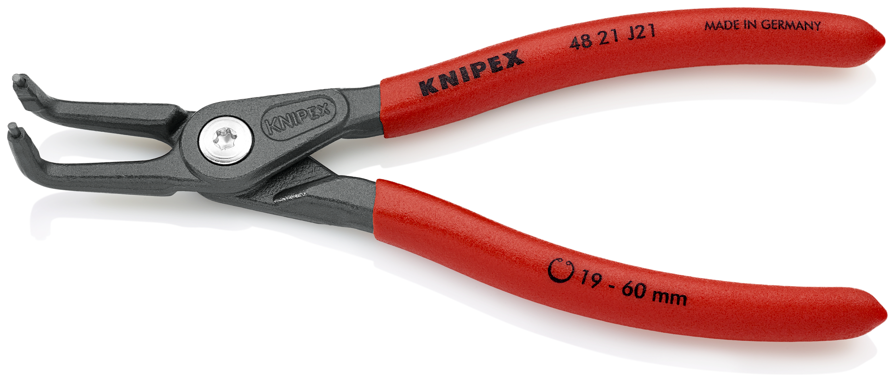 KNIPEX 48 21 J21 SB Precision Circlip Pliers for internal circlips in bore holes 165 mm grey atramentized with non-slip plastic coating thumbnail 2