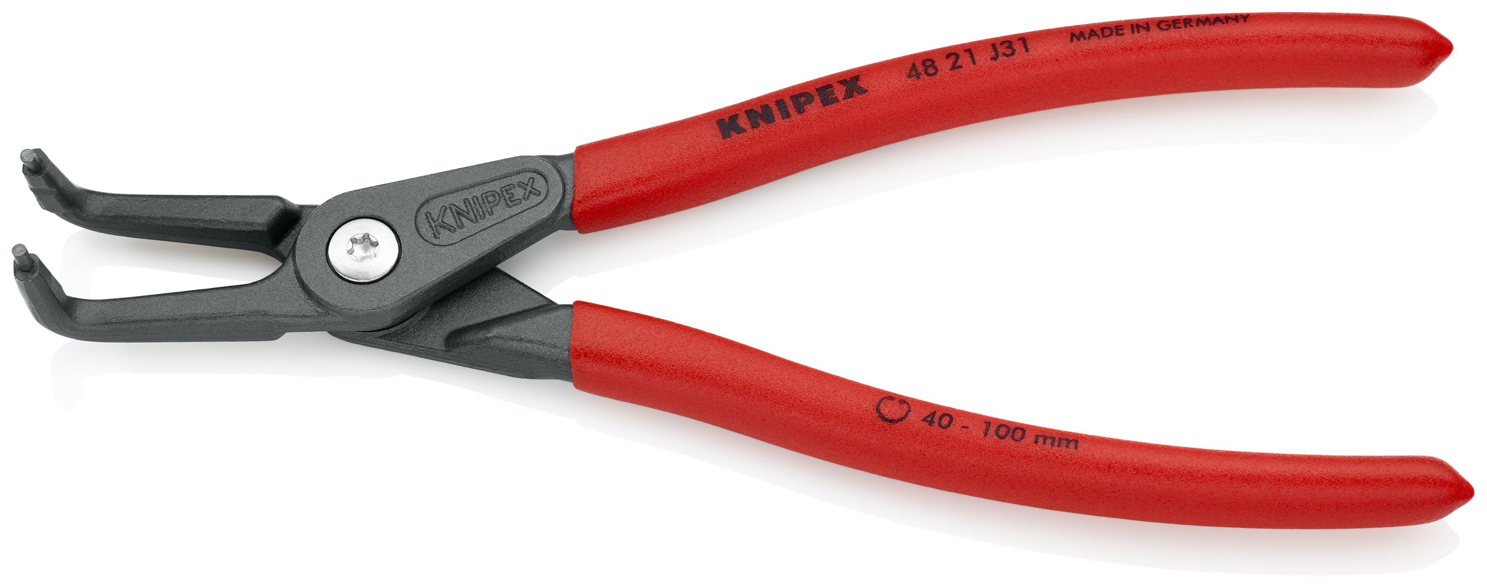KNIPEX 48 21 J31 SB Precision Circlip Pliers for internal circlips in bore holes 210 mm grey atramentized with non-slip plastic coating thumbnail 2