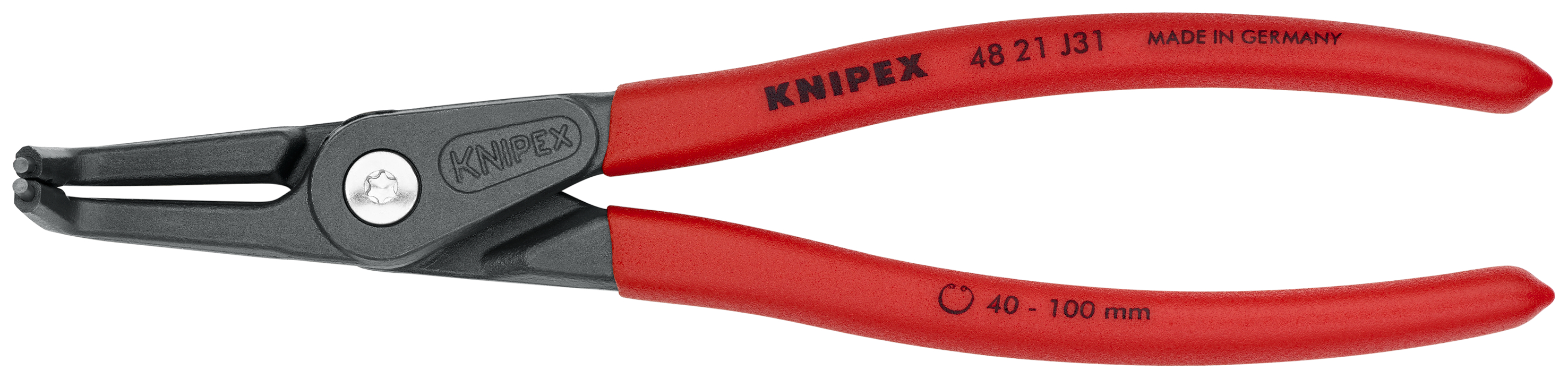 KNIPEX 48 21 J31 SB Precision Circlip Pliers for internal circlips in bore holes 210 mm grey atramentized with non-slip plastic coating thumbnail 3