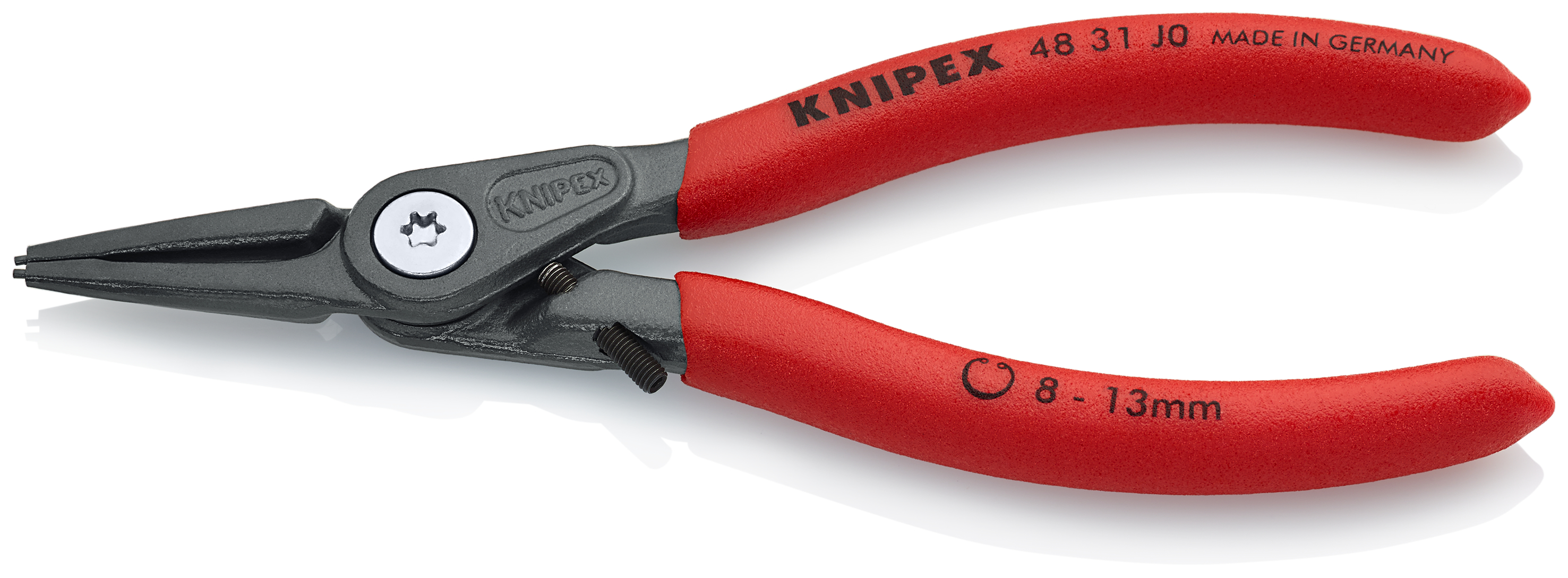 KNIPEX 48 31 J0 Precision Circlip Pliers for internal circlips in bore holes with overexpansion guard 140 mm grey atramentized with non-slip plastic coating