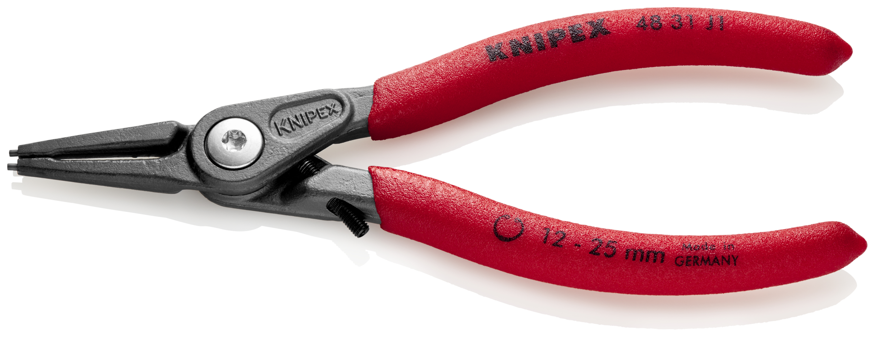 KNIPEX 48 31 J1 Precision Circlip Pliers for internal circlips in bore holes with overexpansion guard 140 mm grey atramentized with non-slip plastic coating