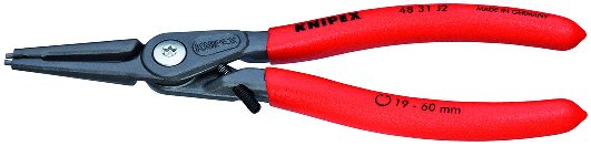 KNIPEX 48 31 J2 Precision Circlip Pliers for internal circlips in bore holes with overexpansion guard 180 mm grey atramentized with non-slip plastic coating