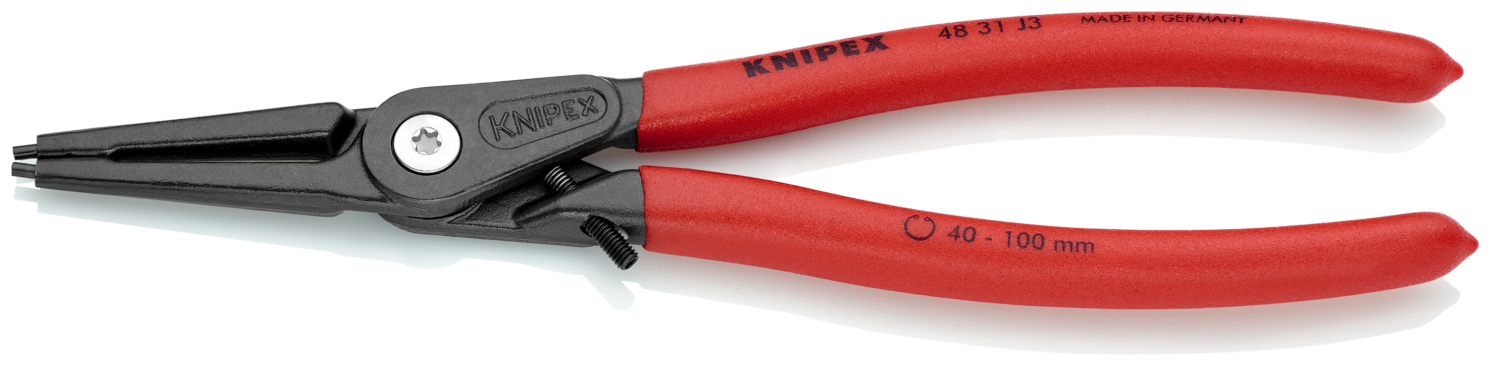KNIPEX 48 31 J3 Precision Circlip Pliers for internal circlips in bore holes with overexpansion guard 225 mm grey atramentized with non-slip plastic coating