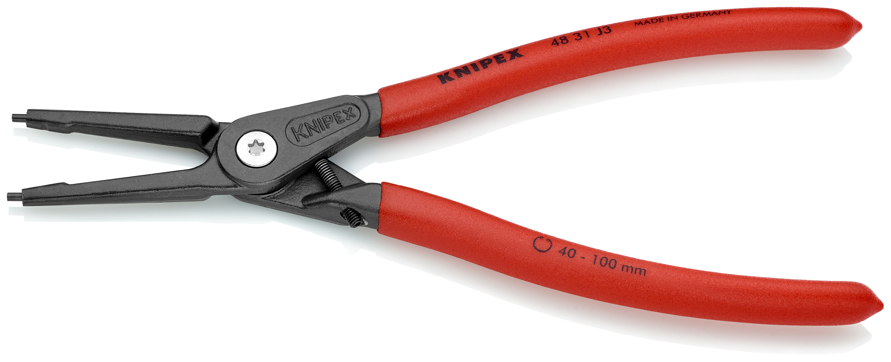 KNIPEX 48 31 J3 Precision Circlip Pliers for internal circlips in bore holes with overexpansion guard 225 mm grey atramentized with non-slip plastic coating thumbnail 2