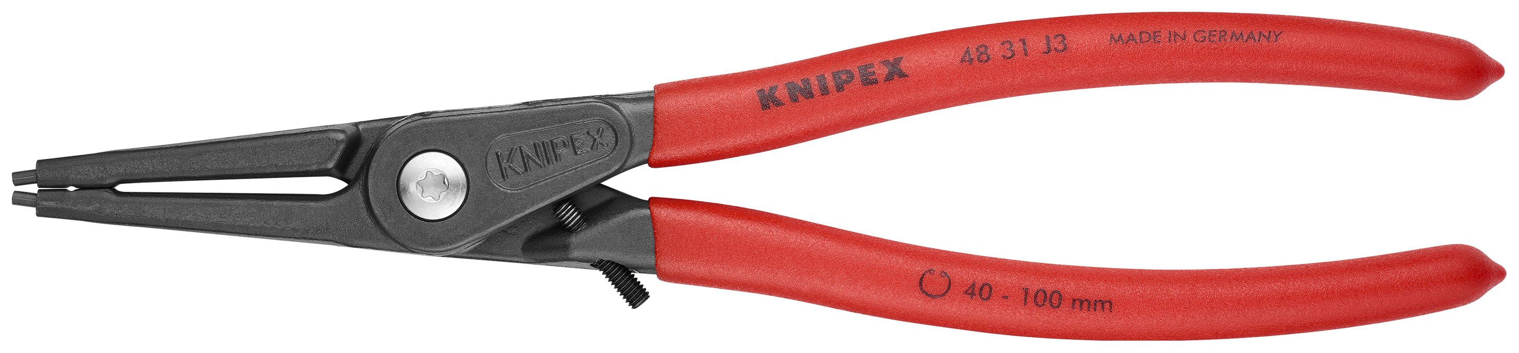 KNIPEX 48 31 J3 Precision Circlip Pliers for internal circlips in bore holes with overexpansion guard 225 mm grey atramentized with non-slip plastic coating thumbnail 3