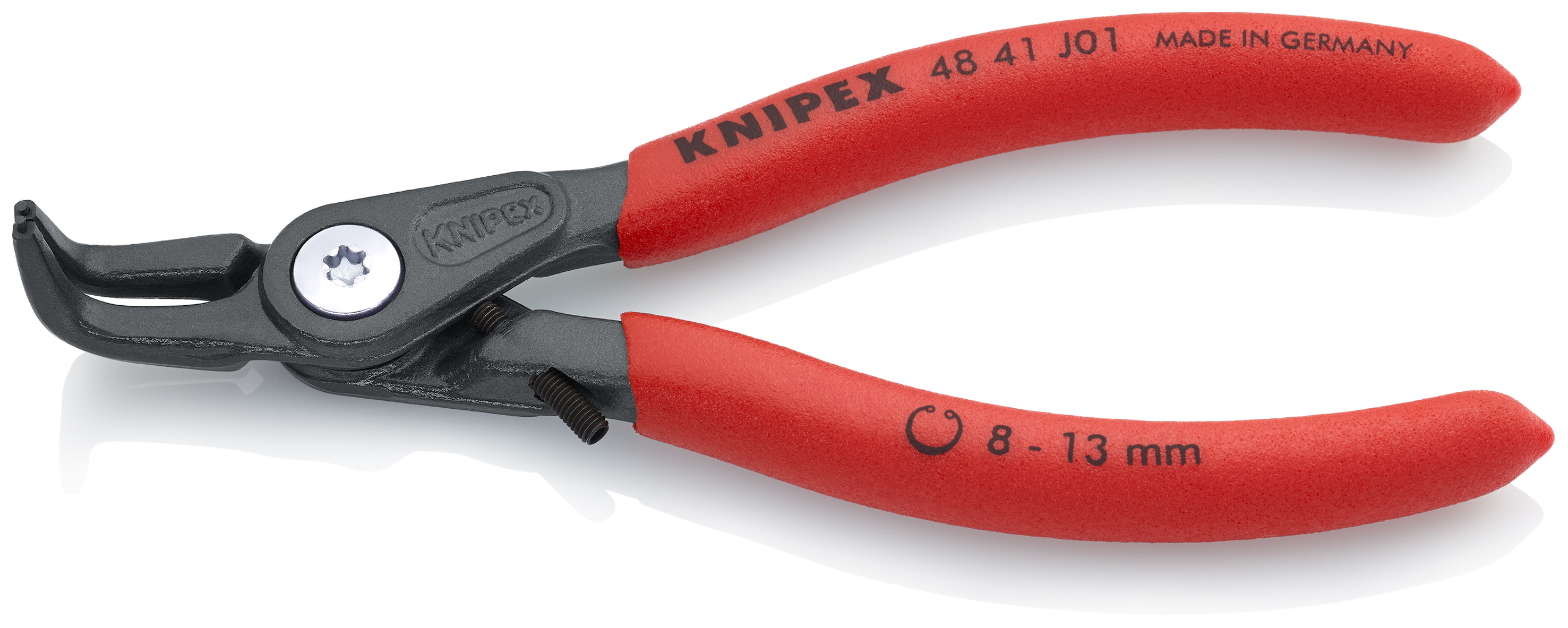 KNIPEX 48 41 J01 Precision Circlip Pliers for internal circlips in bore holes 130 mm grey atramentized with non-slip plastic coating