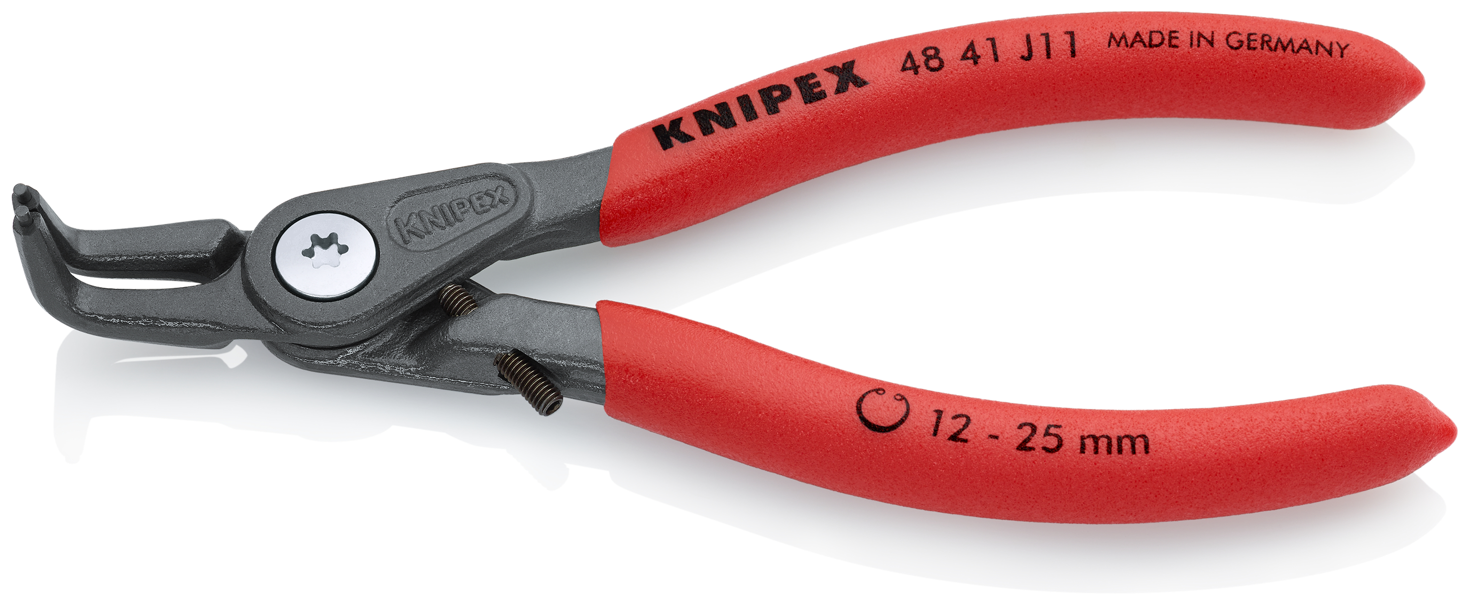 KNIPEX 48 41 J11 Precision Circlip Pliers for internal circlips in bore holes 130 mm grey atramentized with non-slip plastic coating