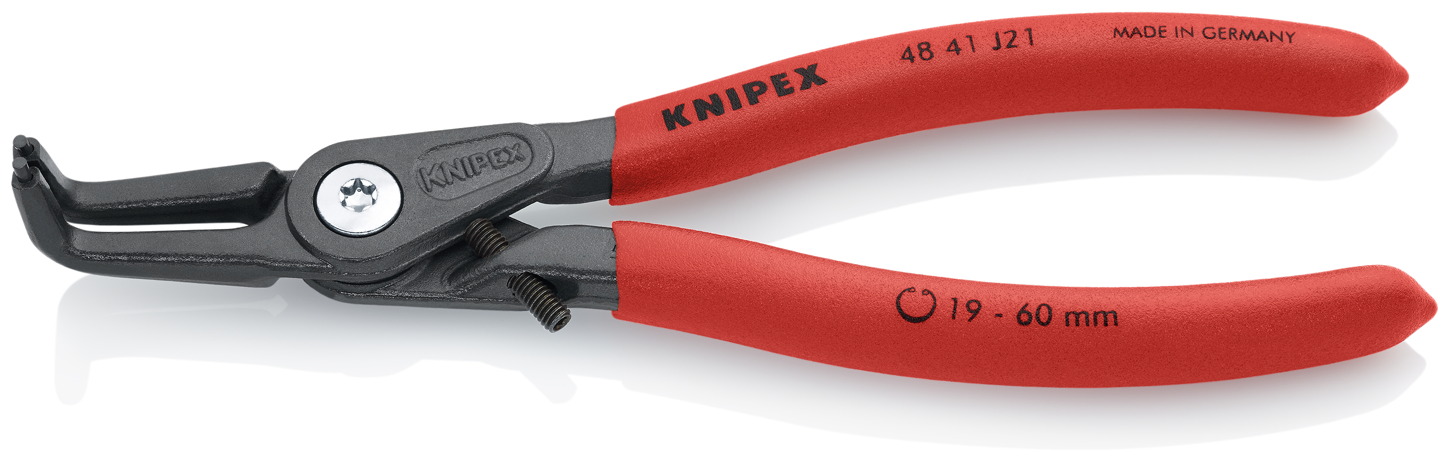 KNIPEX 48 41 J21 Precision Circlip Pliers for internal circlips in bore holes 165 mm grey atramentized with non-slip plastic coating