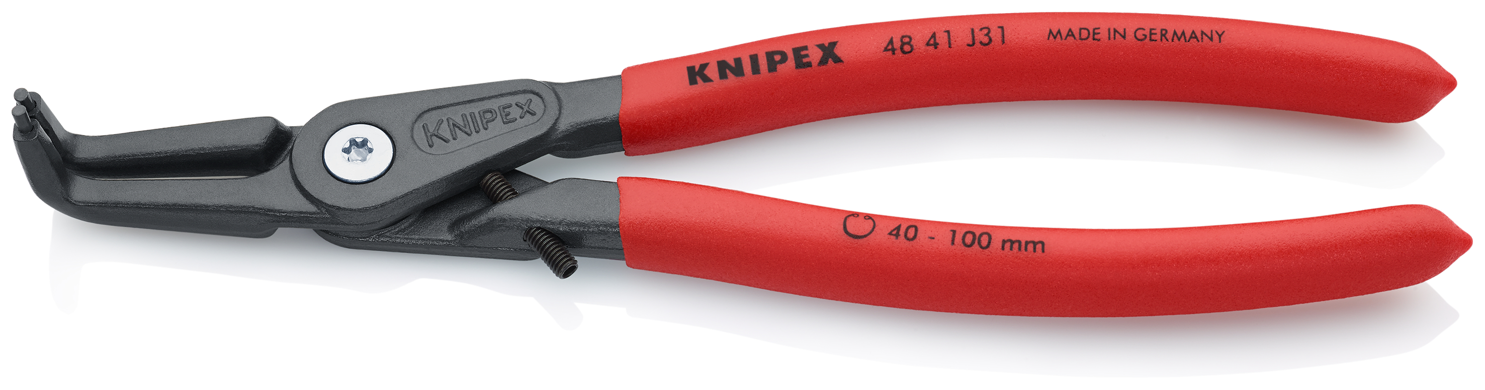 KNIPEX 48 41 J31 Precision Circlip Pliers for internal circlips in bore holes 210 mm grey atramentized with non-slip plastic coating