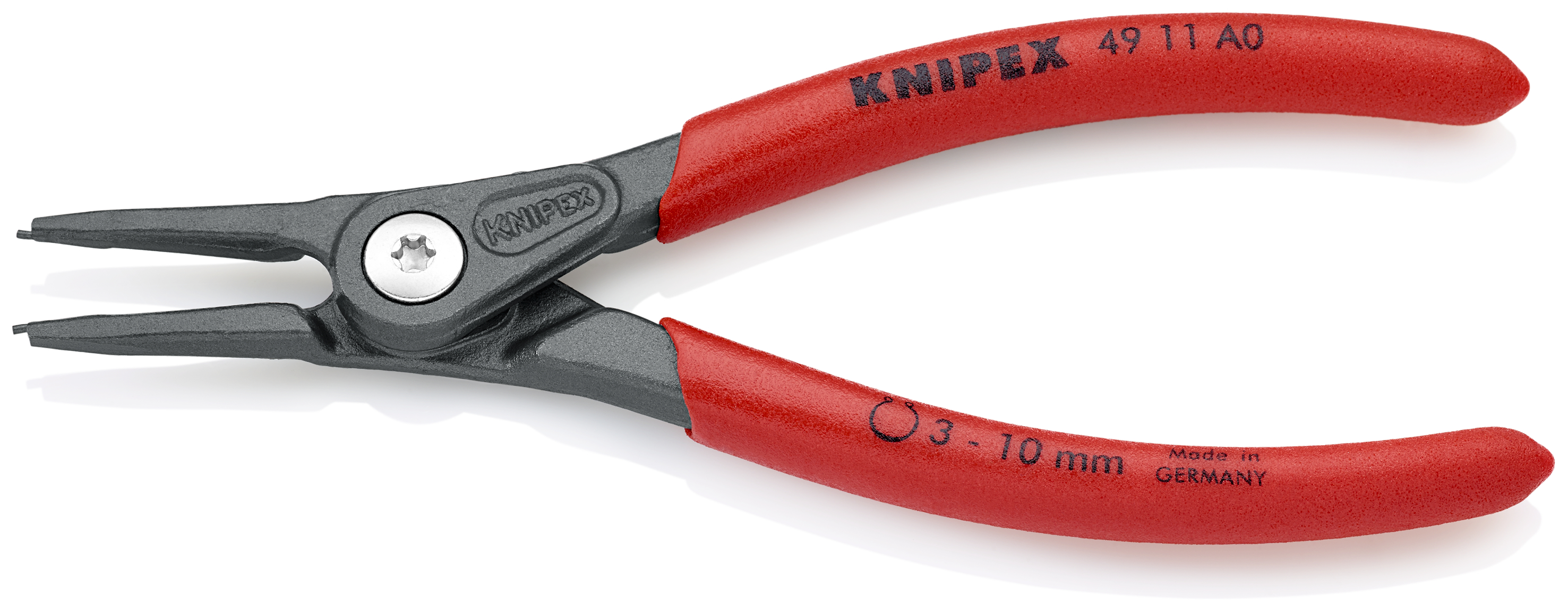 KNIPEX 49 11 A0 SB Precision Circlip Pliers for external circlips on shafts 140 mm grey atramentized with non-slip plastic coating