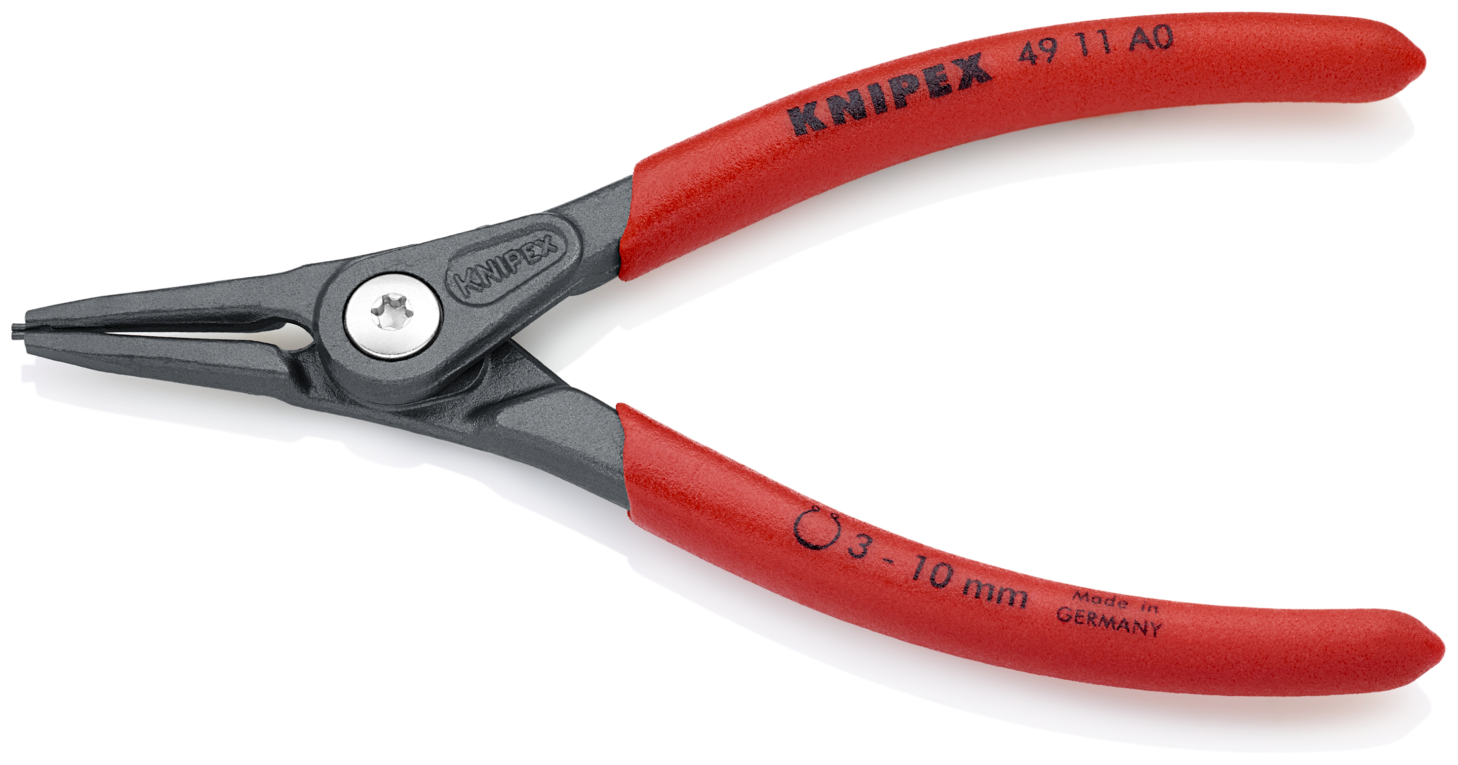 KNIPEX 49 11 A0 Precision Circlip Pliers for external circlips on shafts 140 mm grey atramentized with non-slip plastic coating thumbnail 2