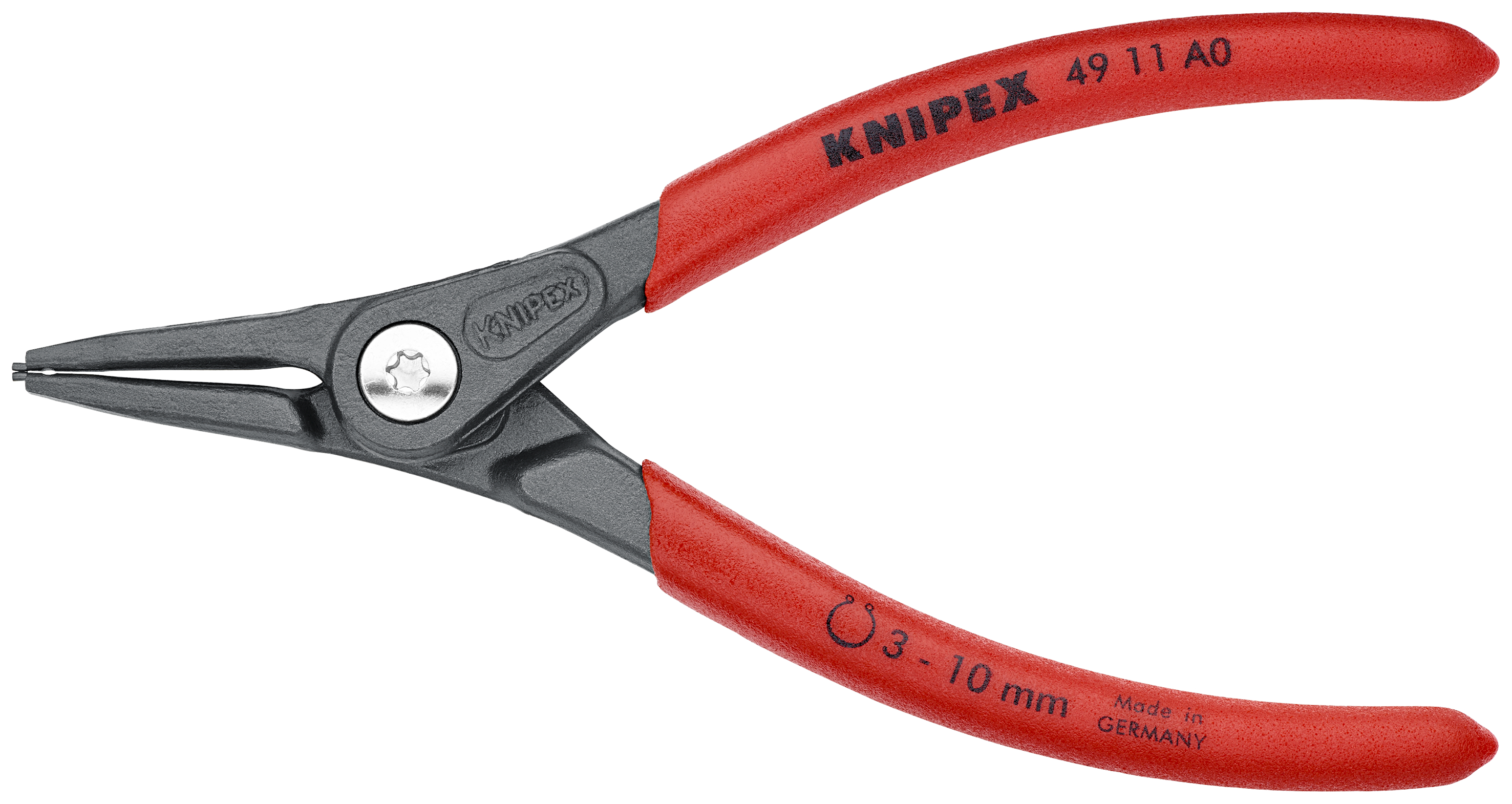 KNIPEX 49 11 A0 Precision Circlip Pliers for external circlips on shafts 140 mm grey atramentized with non-slip plastic coating thumbnail 3