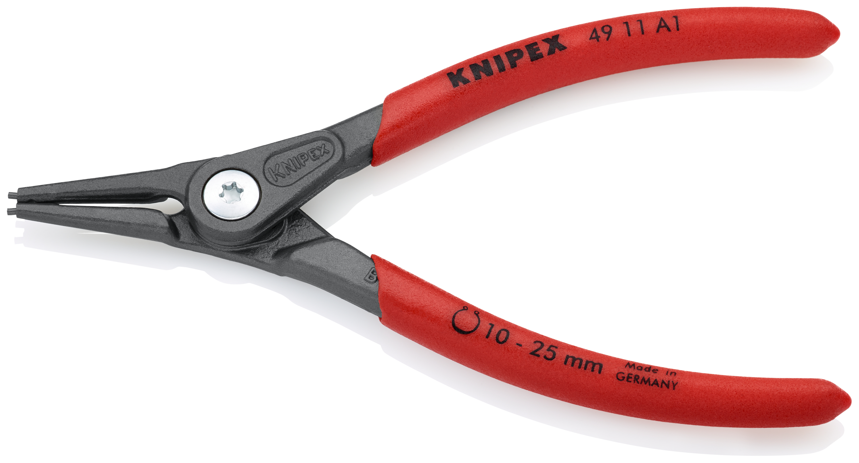 KNIPEX 49 11 A1 SB Precision Circlip Pliers for external circlips on shafts 140 mm grey atramentized with non-slip plastic coating thumbnail 2