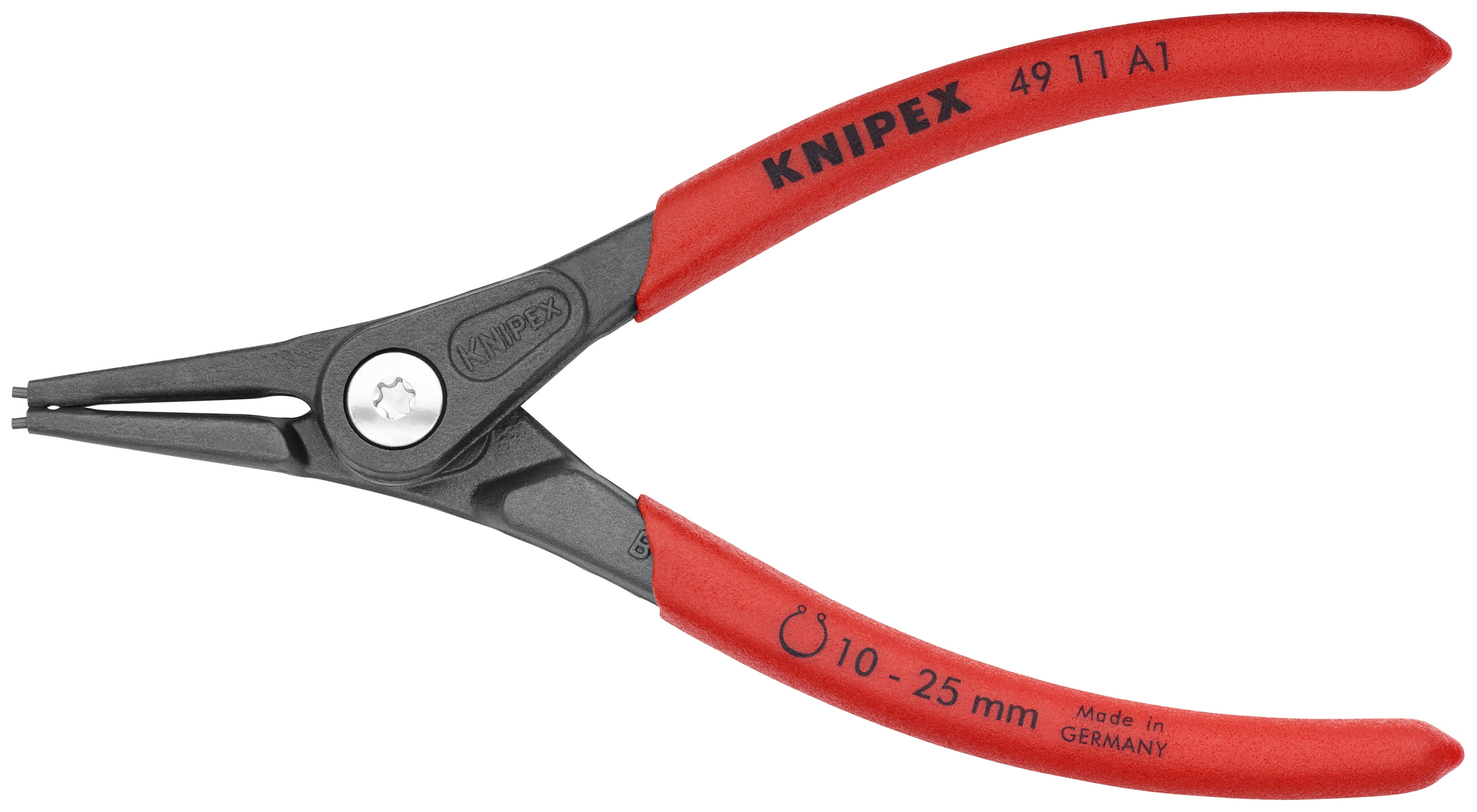 KNIPEX 49 11 A1 SB Precision Circlip Pliers for external circlips on shafts 140 mm grey atramentized with non-slip plastic coating thumbnail 3