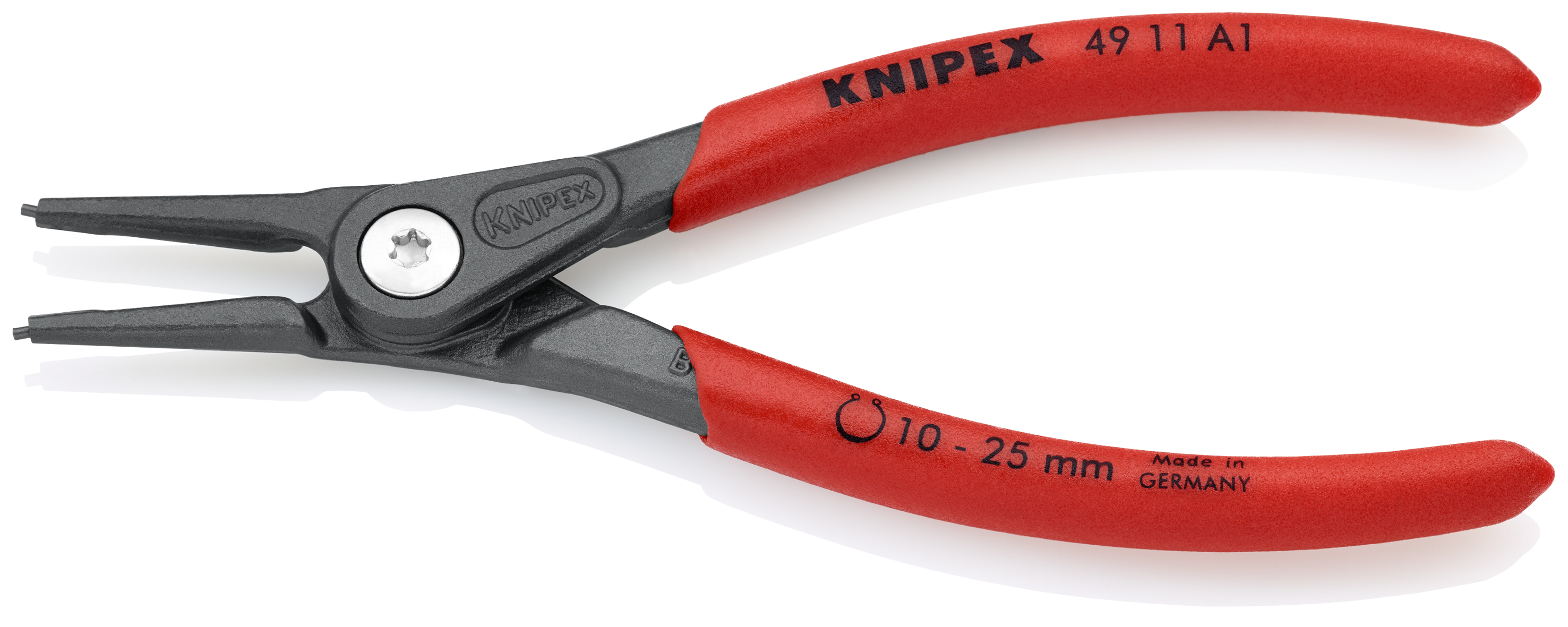 KNIPEX 49 11 A1 Precision Circlip Pliers for external circlips on shafts 140 mm grey atramentized with non-slip plastic coating